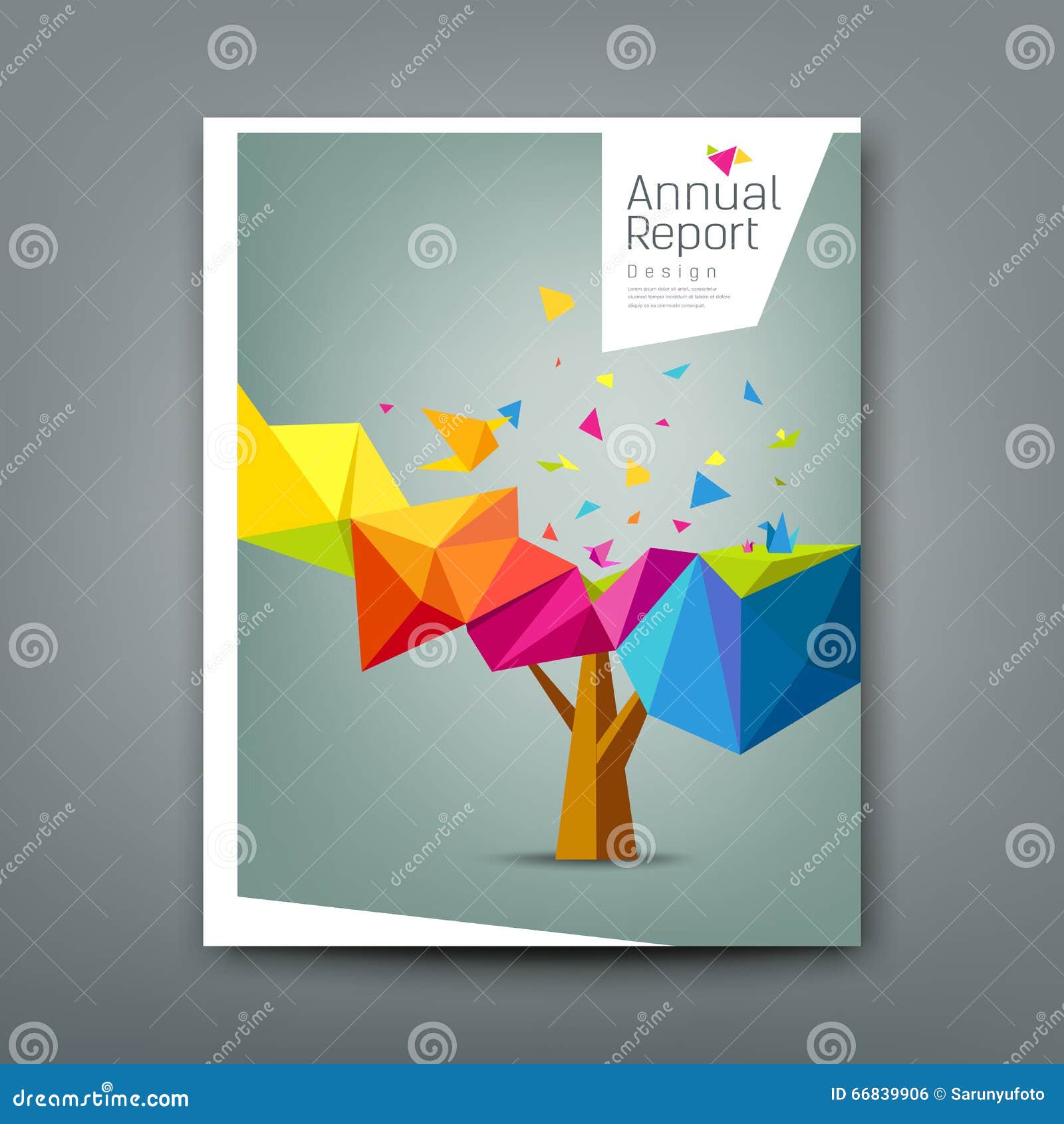 cover report tree colorful geometric with bird paper