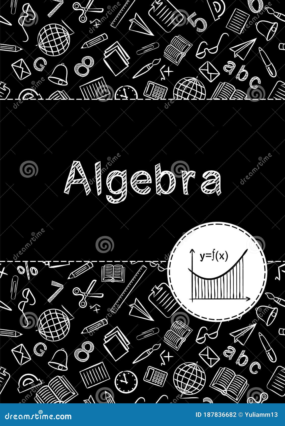 Cover for School Notebook or Textbook on Algebra Stock Vector -  Illustration of elementary, chemistry: 187836682