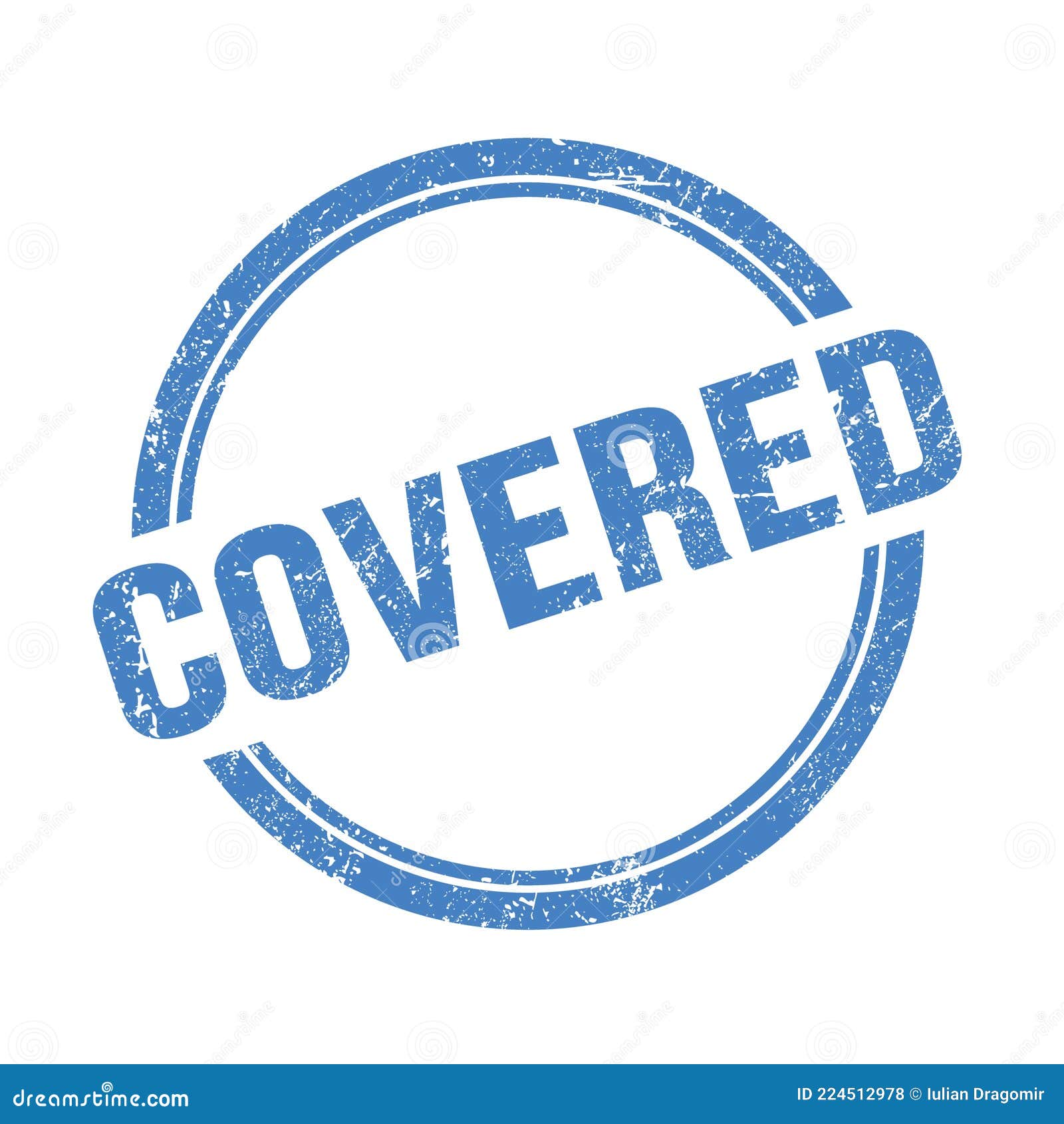 COVERED Text Written on Blue Grungy Round Stamp Stock Illustration COVERED Text Written on Blue Grungy Round Stamp Stock Illustration