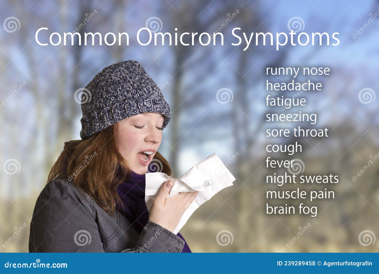 Covid Corona Common Omicron Variant Symptoms Stock Photo