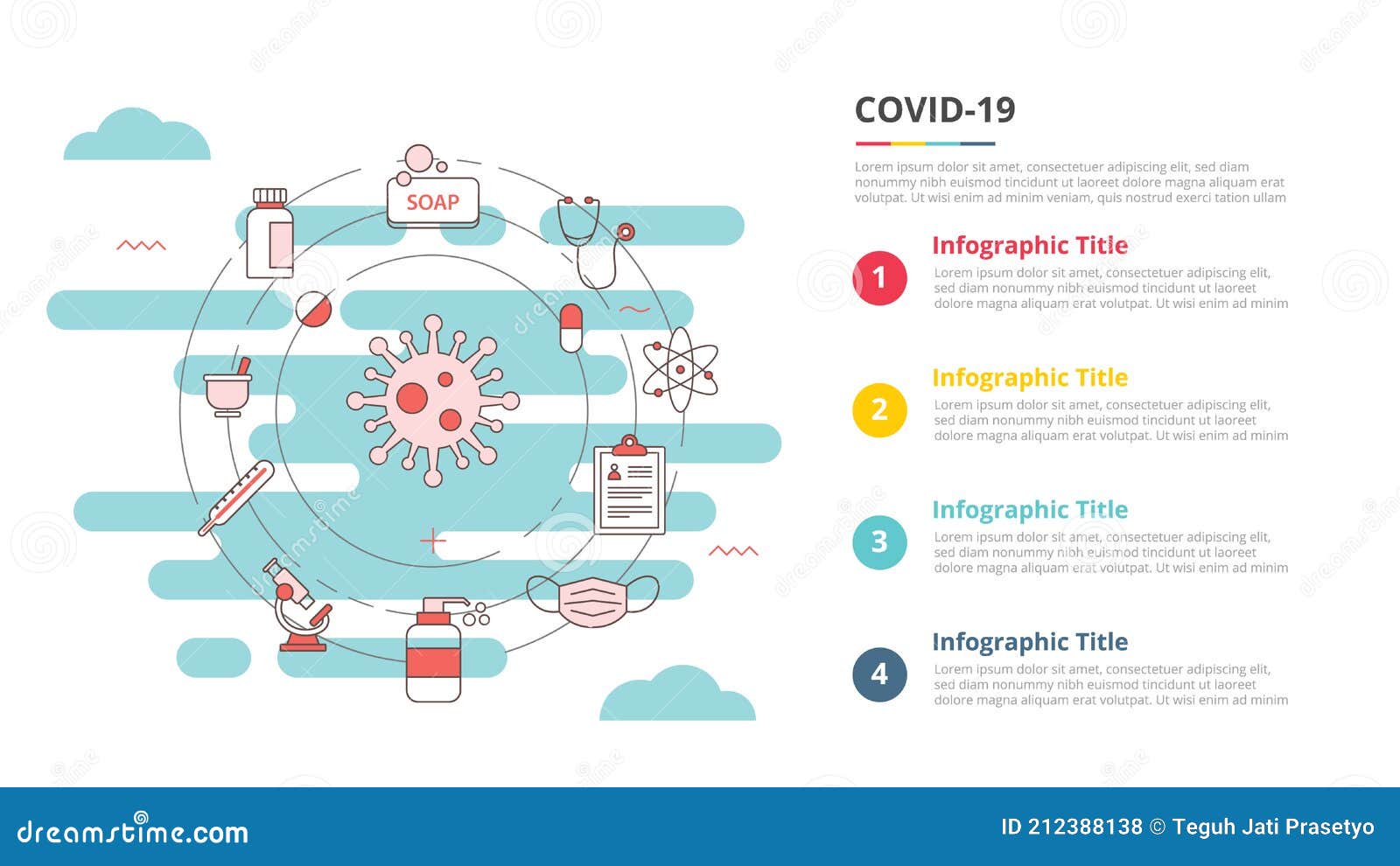 covid-19 coronavirus concept for infographic template banner with four point list information