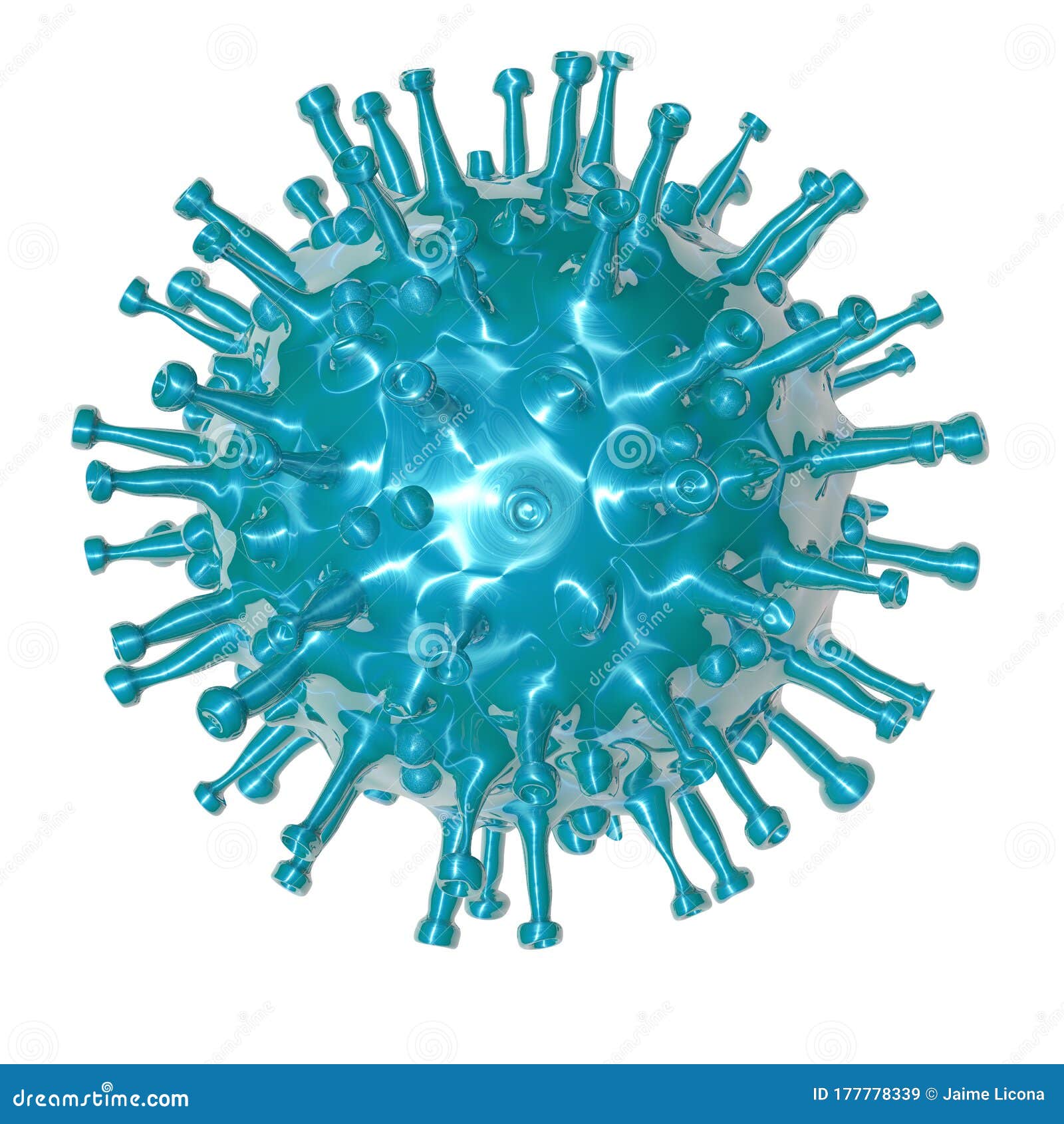 covid-19 coronavirus microscopic, cian virus with white background