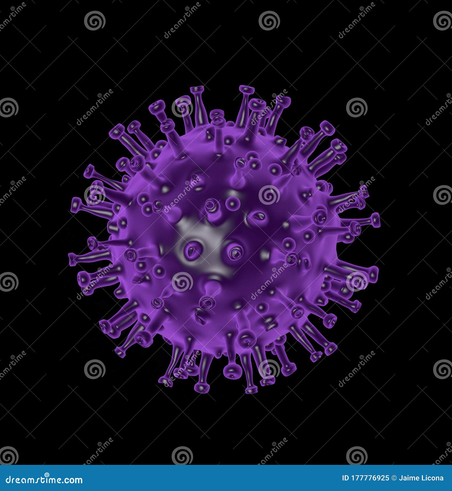 covid-19 coronavirus microscopic, purple virus with black background