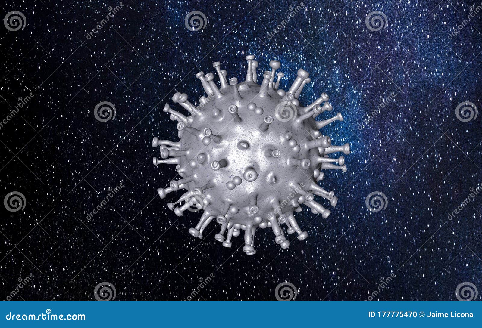 covid-19 coronavirus microscopic virus in space like a moon