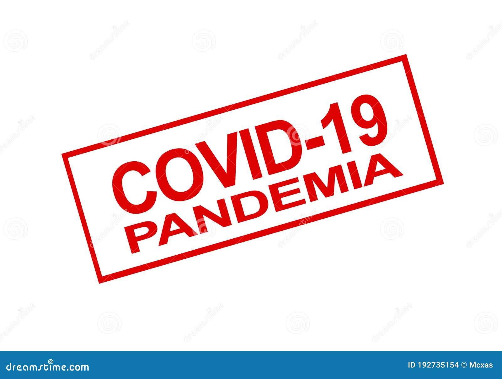 covid-19 pandemia stamp in red colour, spanish language