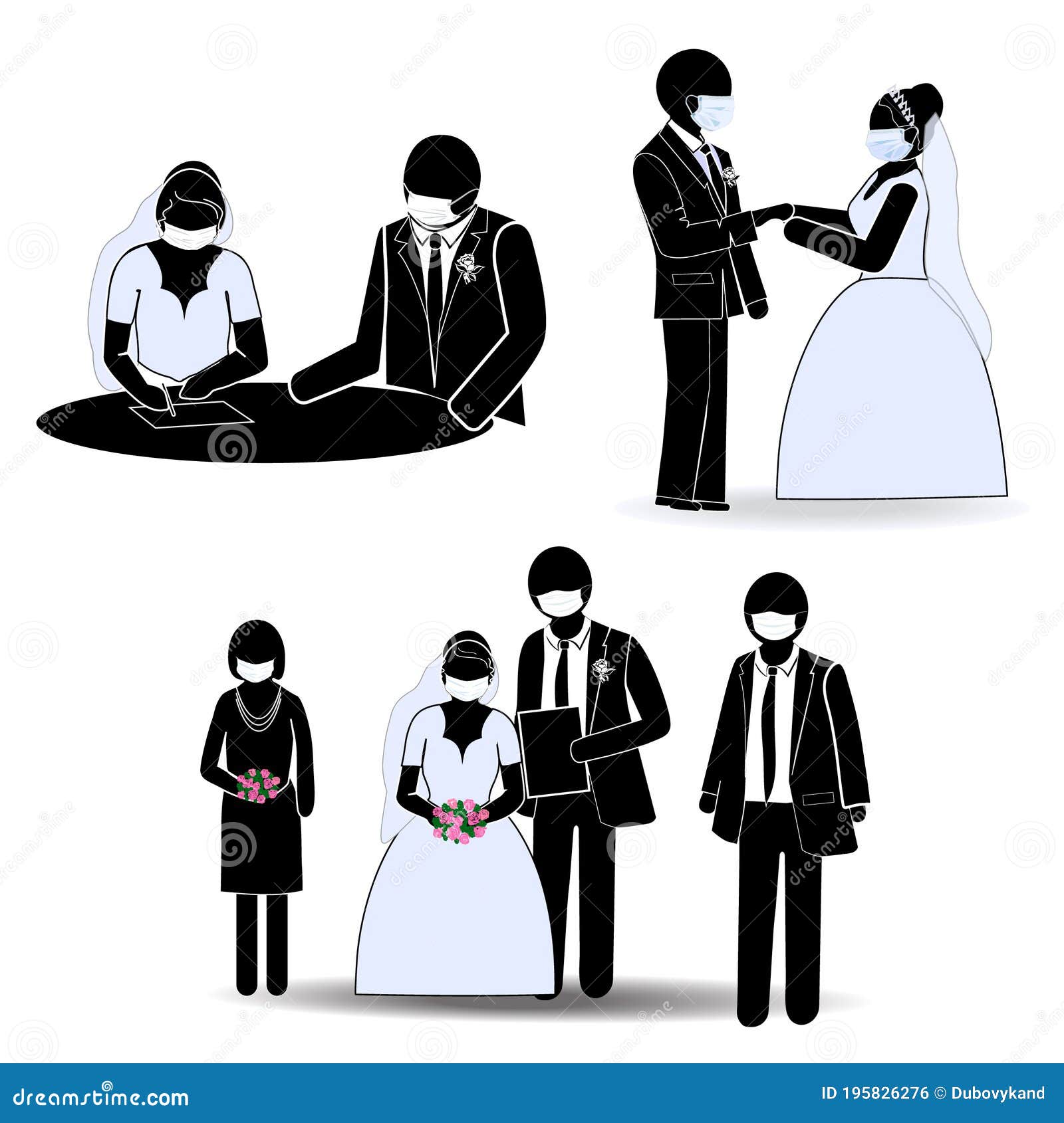 african american bride and groom clipart stick