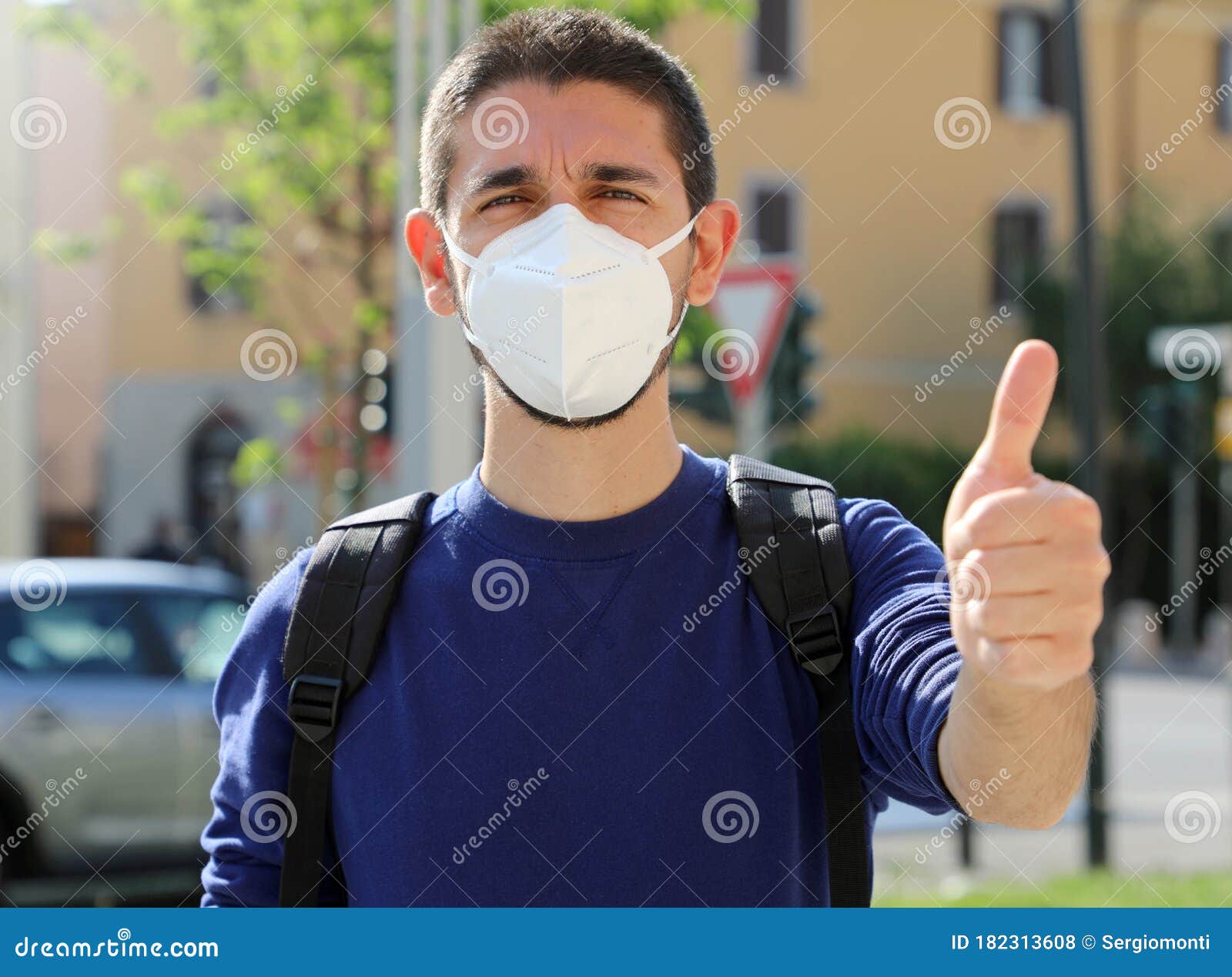 COVID-19 Positive Young Man Wearing Protective Mask KN95 FFP2 Avoiding ...