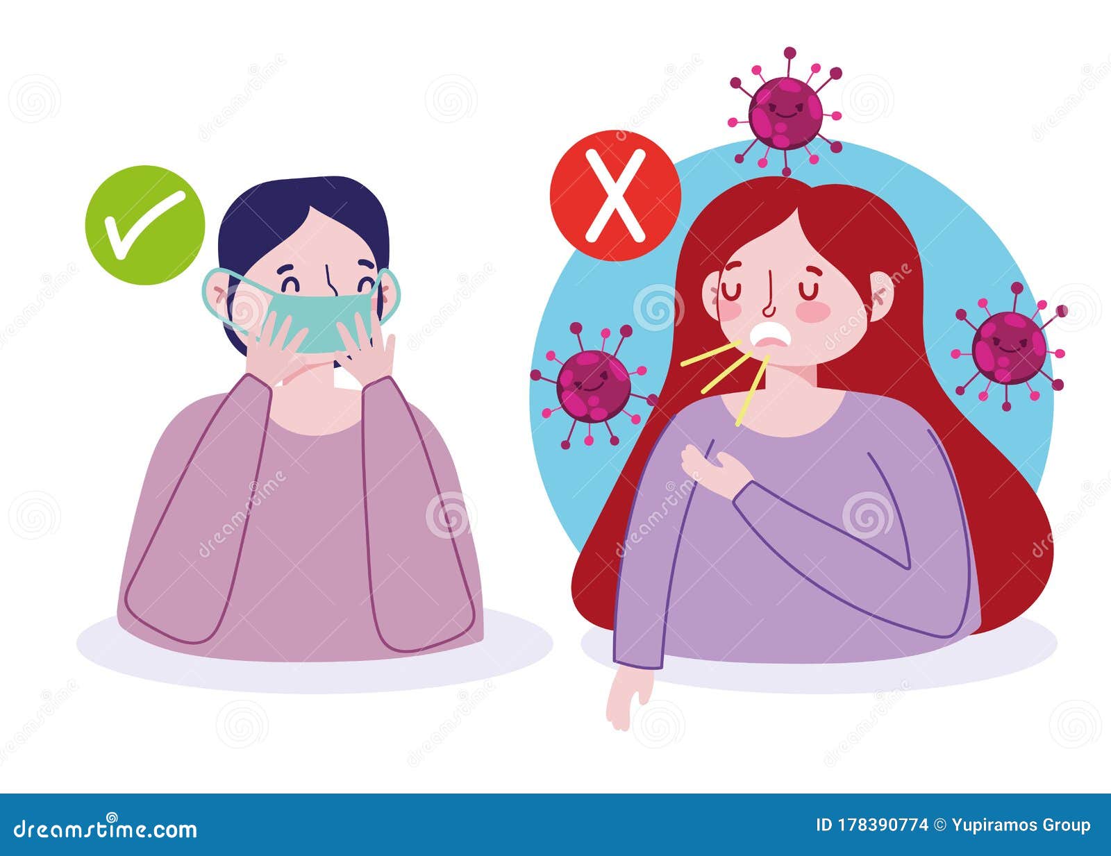 Covid 19 Prevention and Avoid Options Cover Mouth with Paper, Not Cover