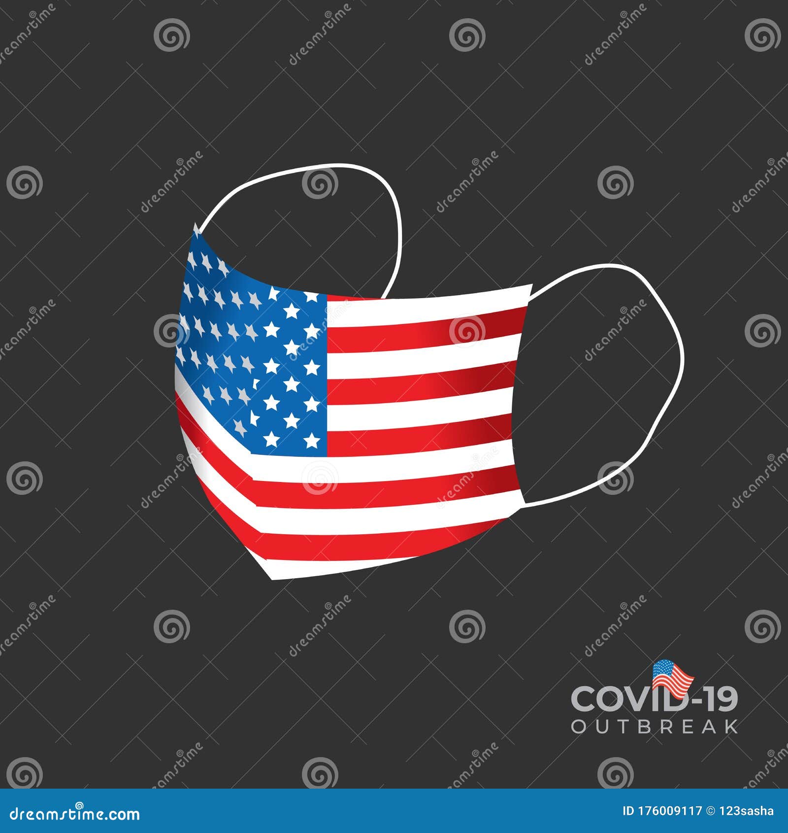 COVID-19 Protection Vector Mask with the USA Flag Stock Vector ...
