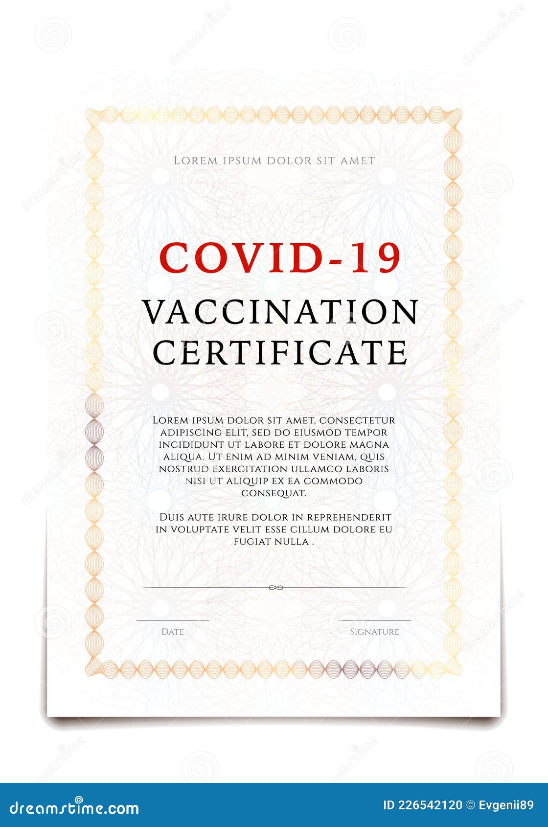 COVID-21 Vaccination Certificate, Vertical Template Design on In Certificate Of Vaccination Template