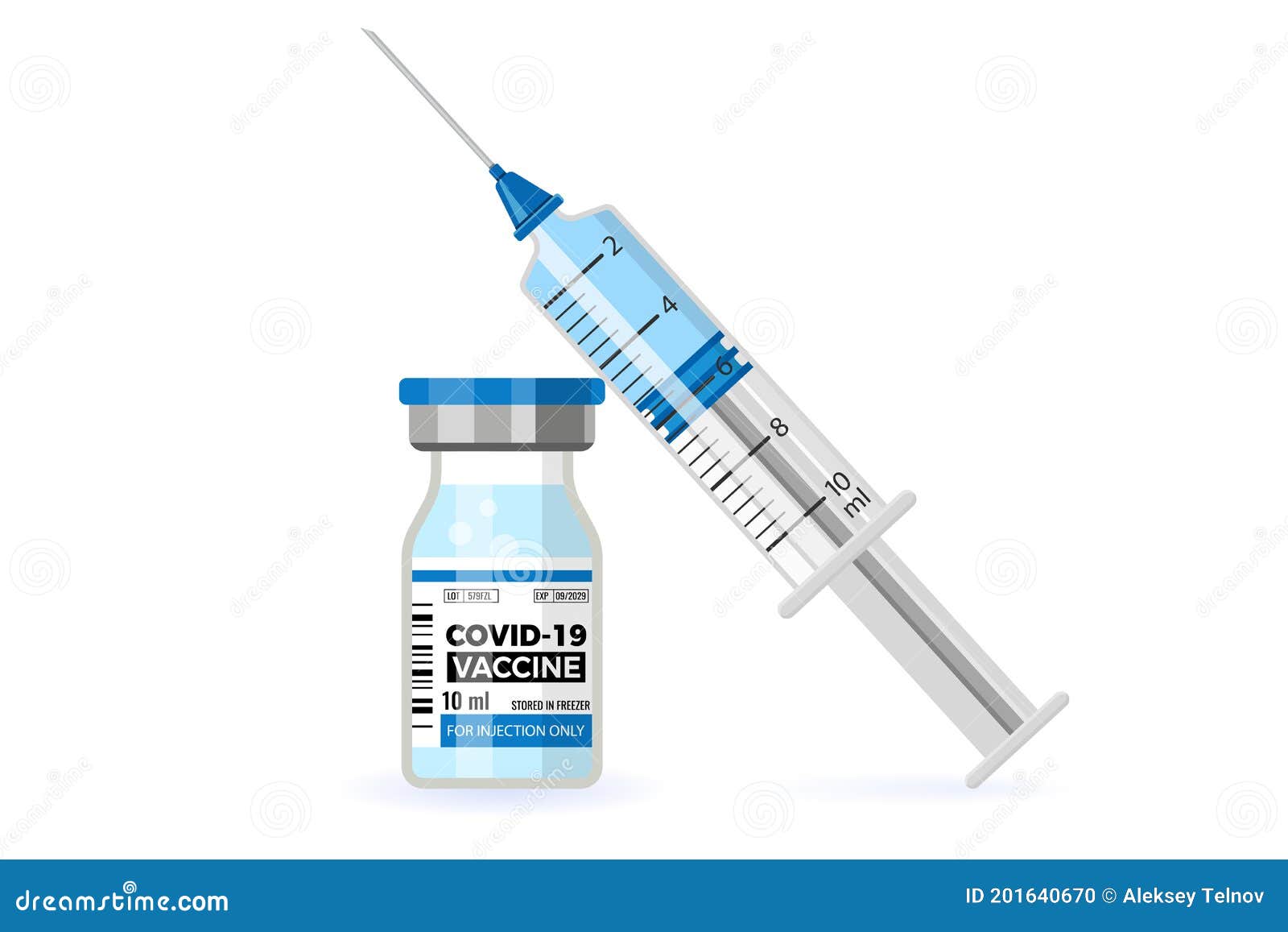 covid-19 vaccine and syringe injection