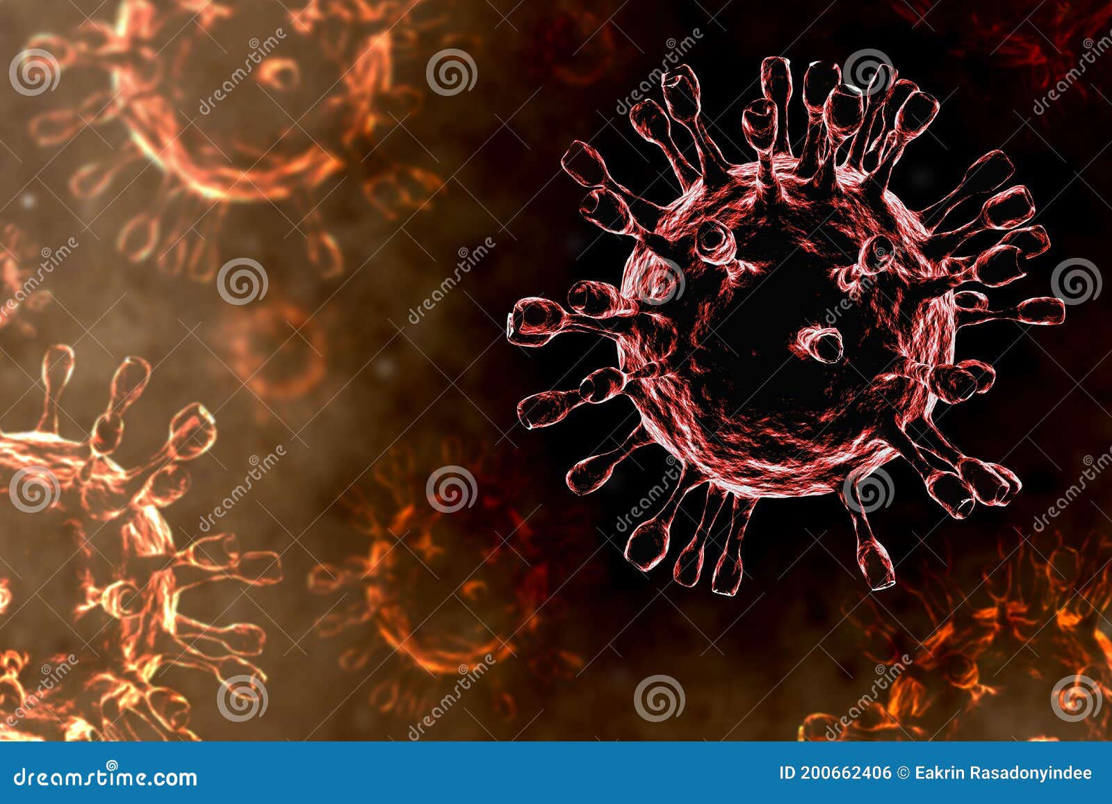 covid-19 virus germs cells or coronavirus  3d render