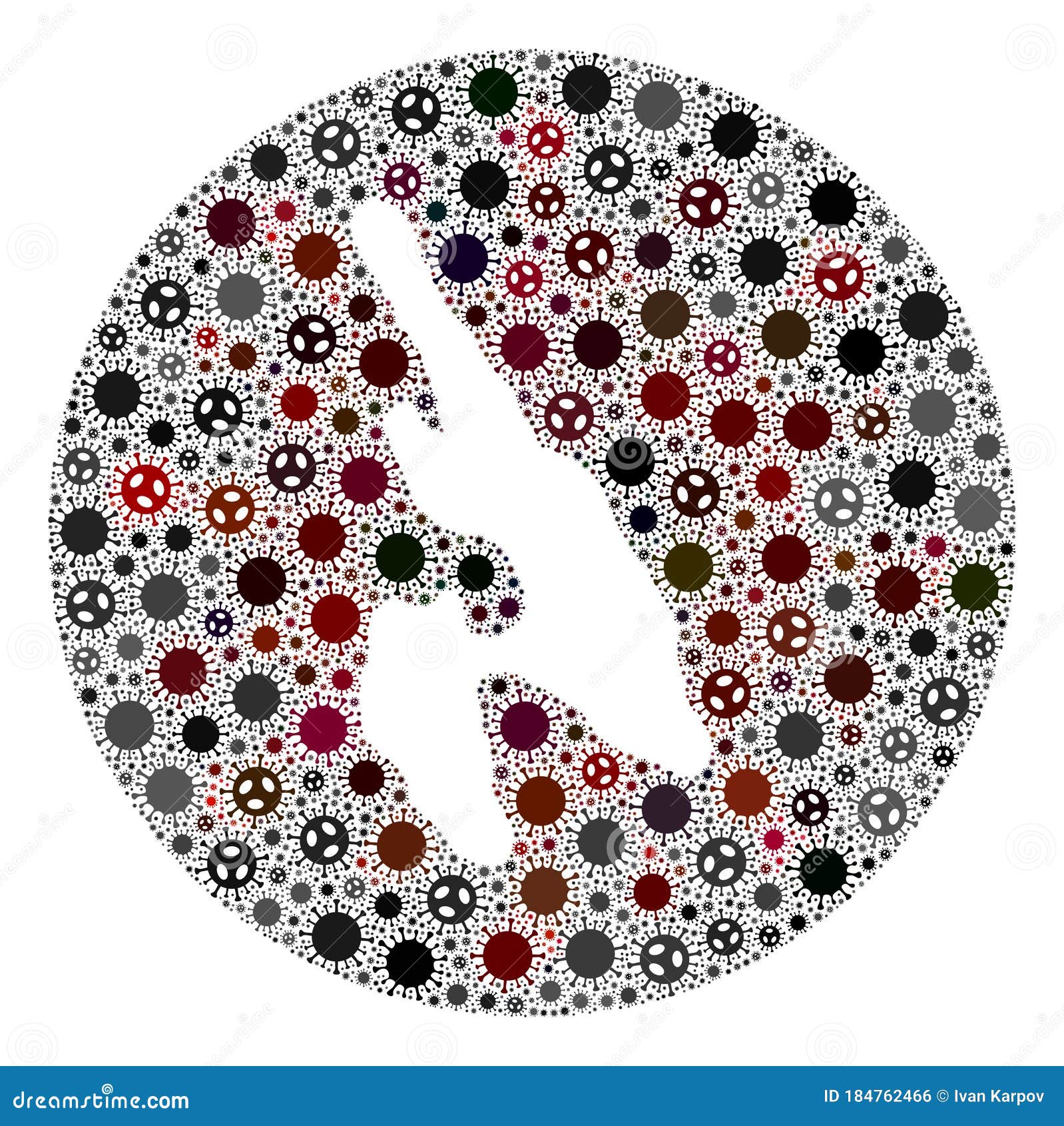 covid virus hole round map of koh phi don mosaic