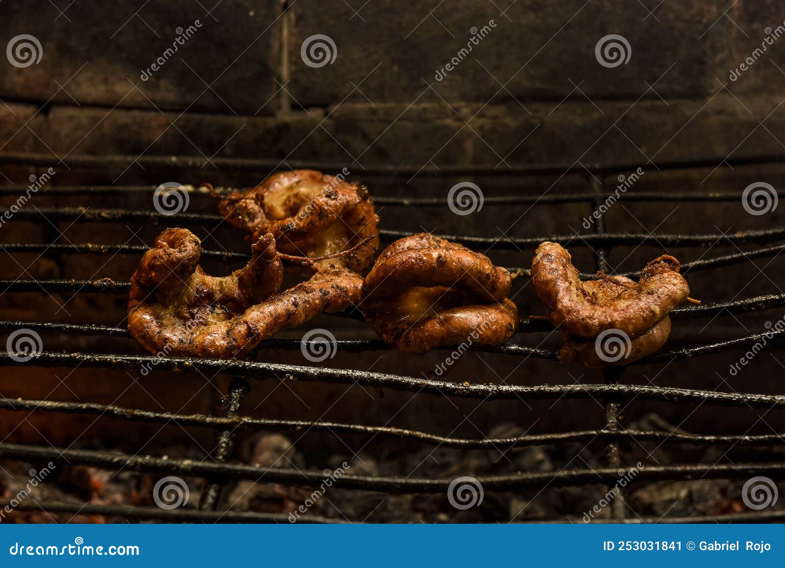 Cow Bowels Presented on a Grill. Stock Image - Image of pampas, kitchen ...