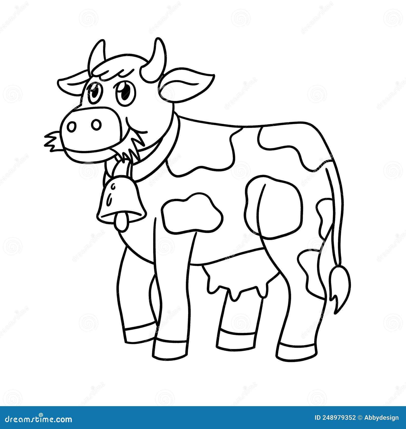 Cow Coloring Page Isolated for Kids Stock Vector - Illustration of ...