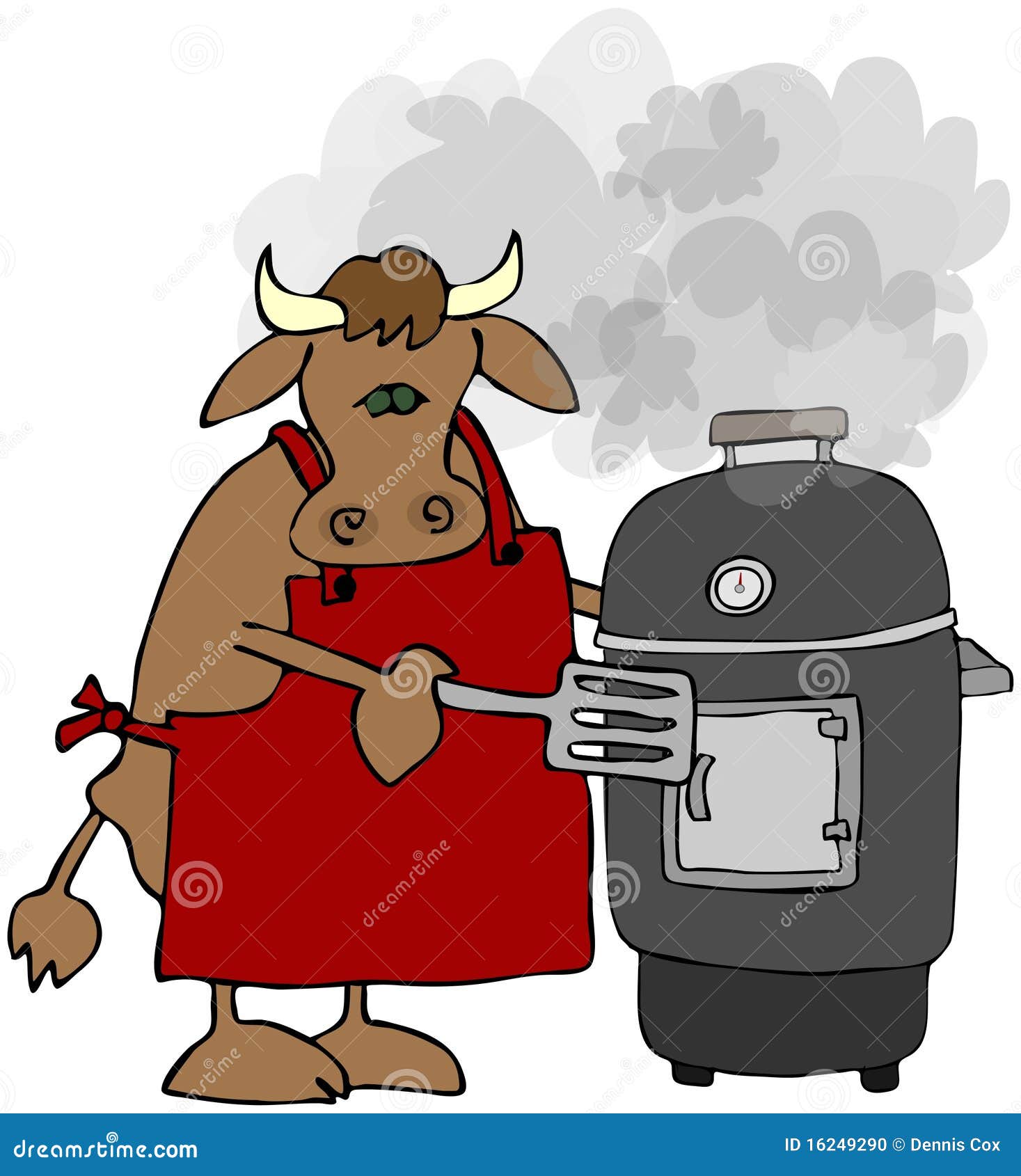 Cow Cooking On A Smoker Grill Royalty-Free Illustration | CartoonDealer