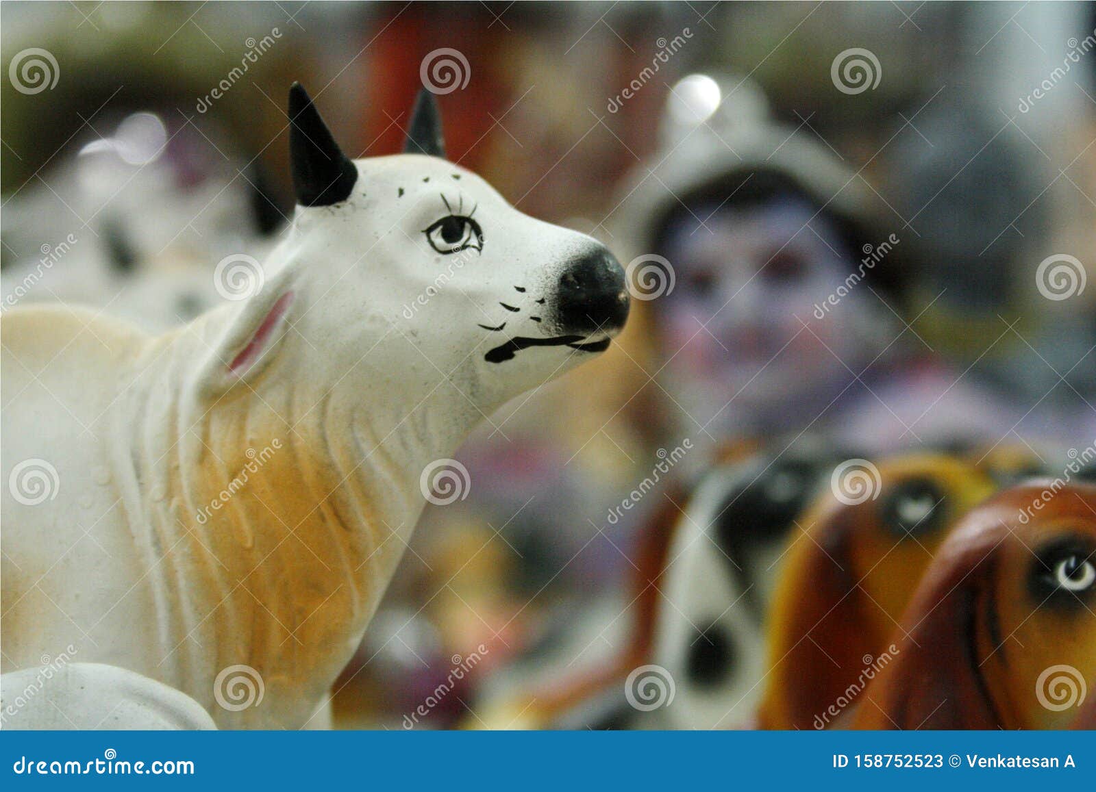 cow. a display of dolls, golu festival celebrated during navaratri in south india.