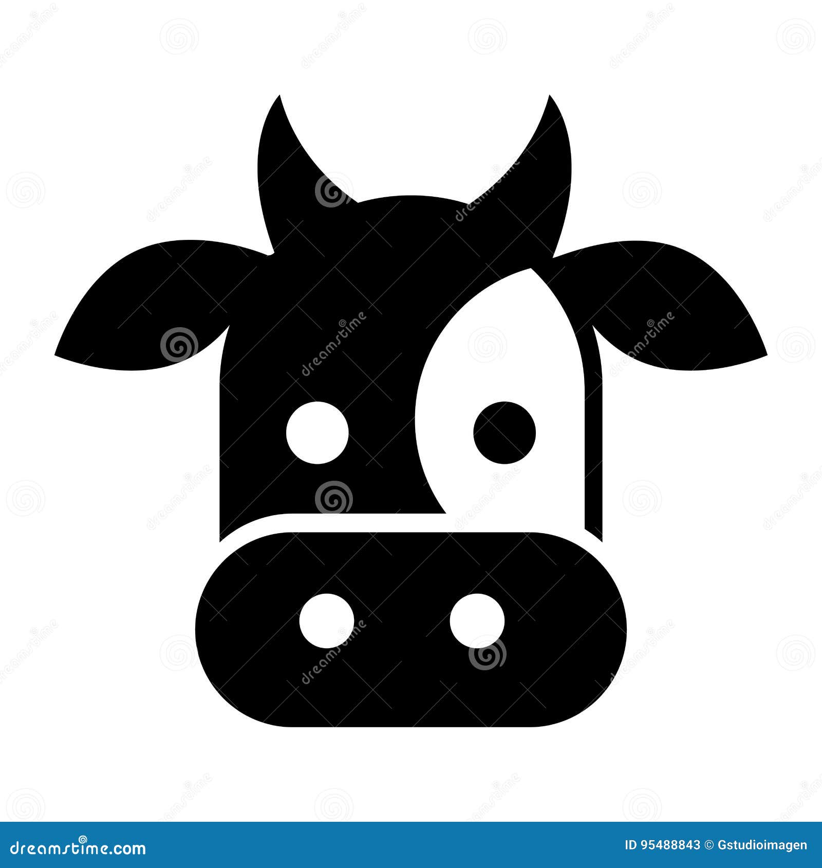 Cow head isolated icon stock vector. Illustration of animal - 95488843