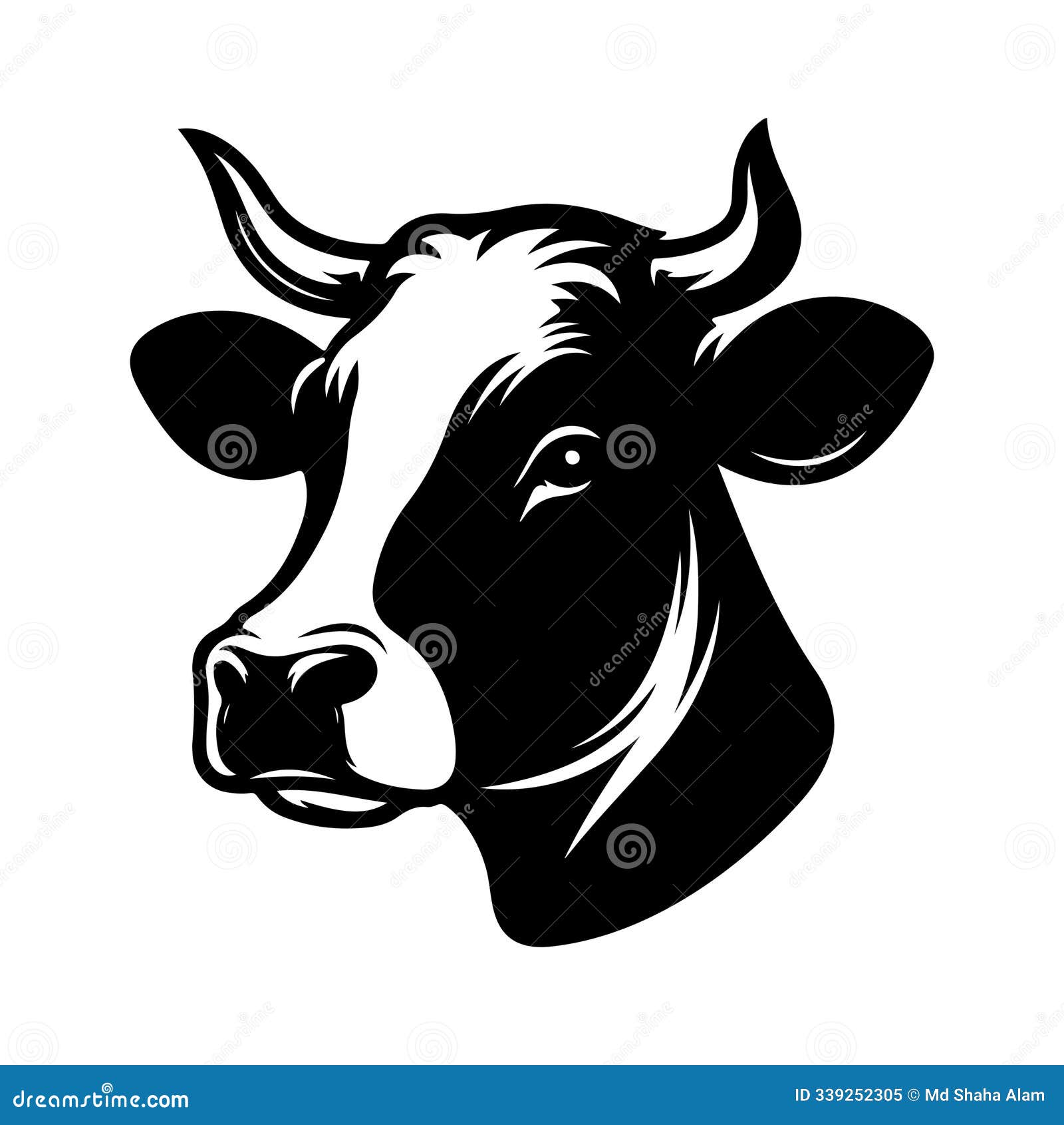 cow head logo icon  silhouette  clip art  on white background