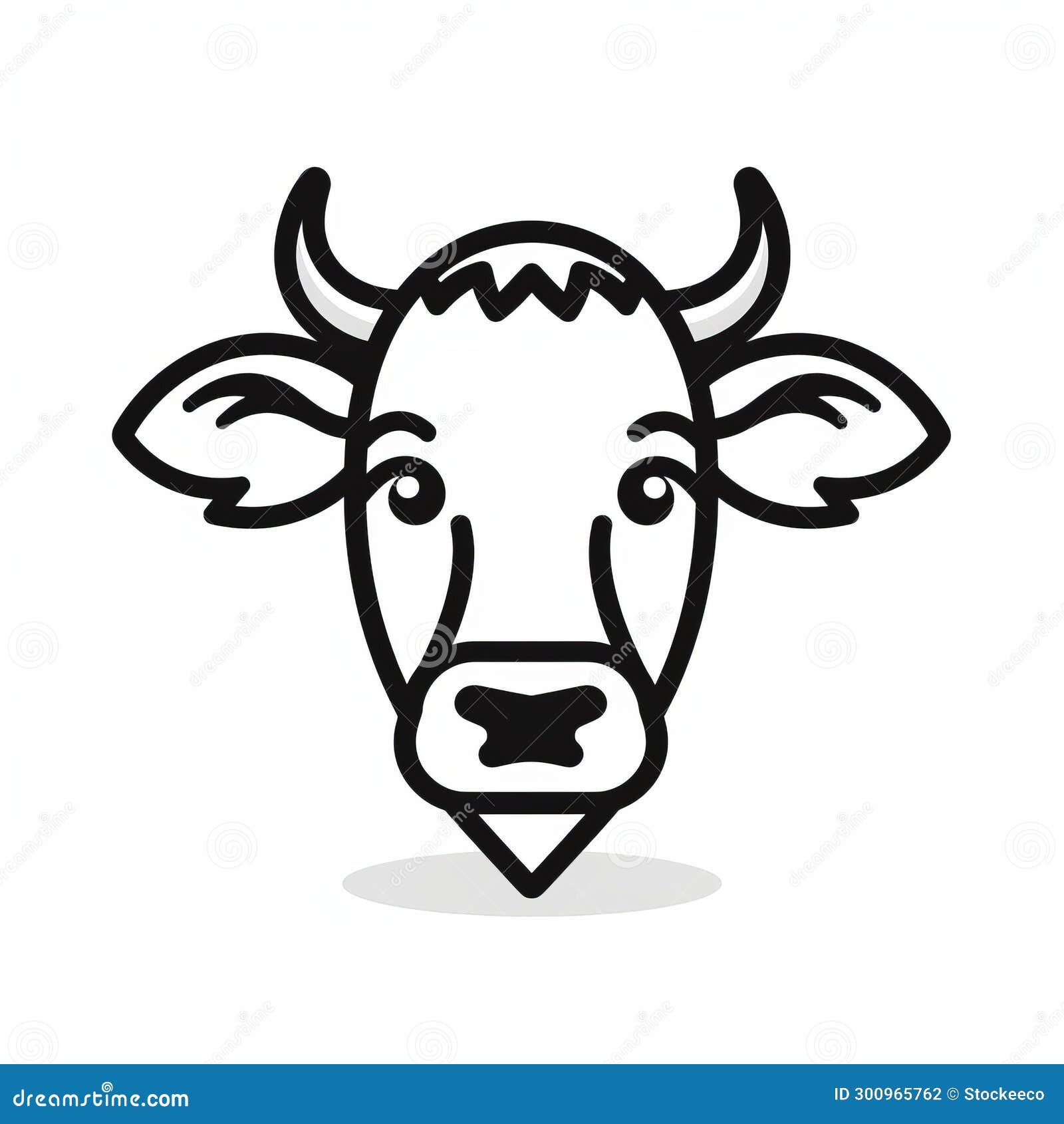 organic cow head icon with horns on white background