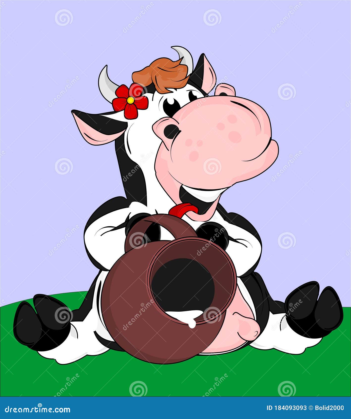 Cow with jug stock illustration. Illustration of animal 184093093