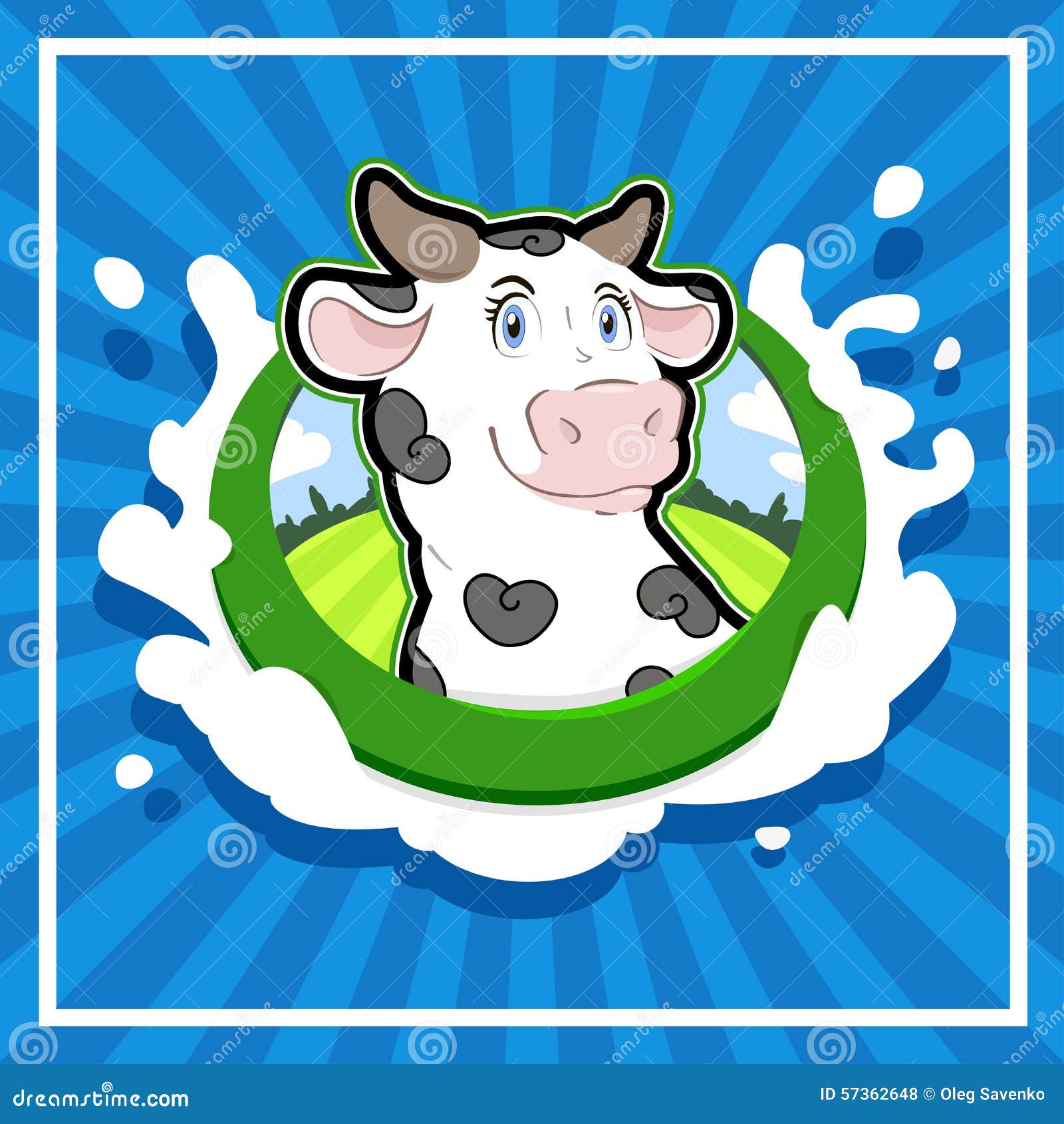 Cow Logo on Blue Background Stock Vector Illustration of milk, icon