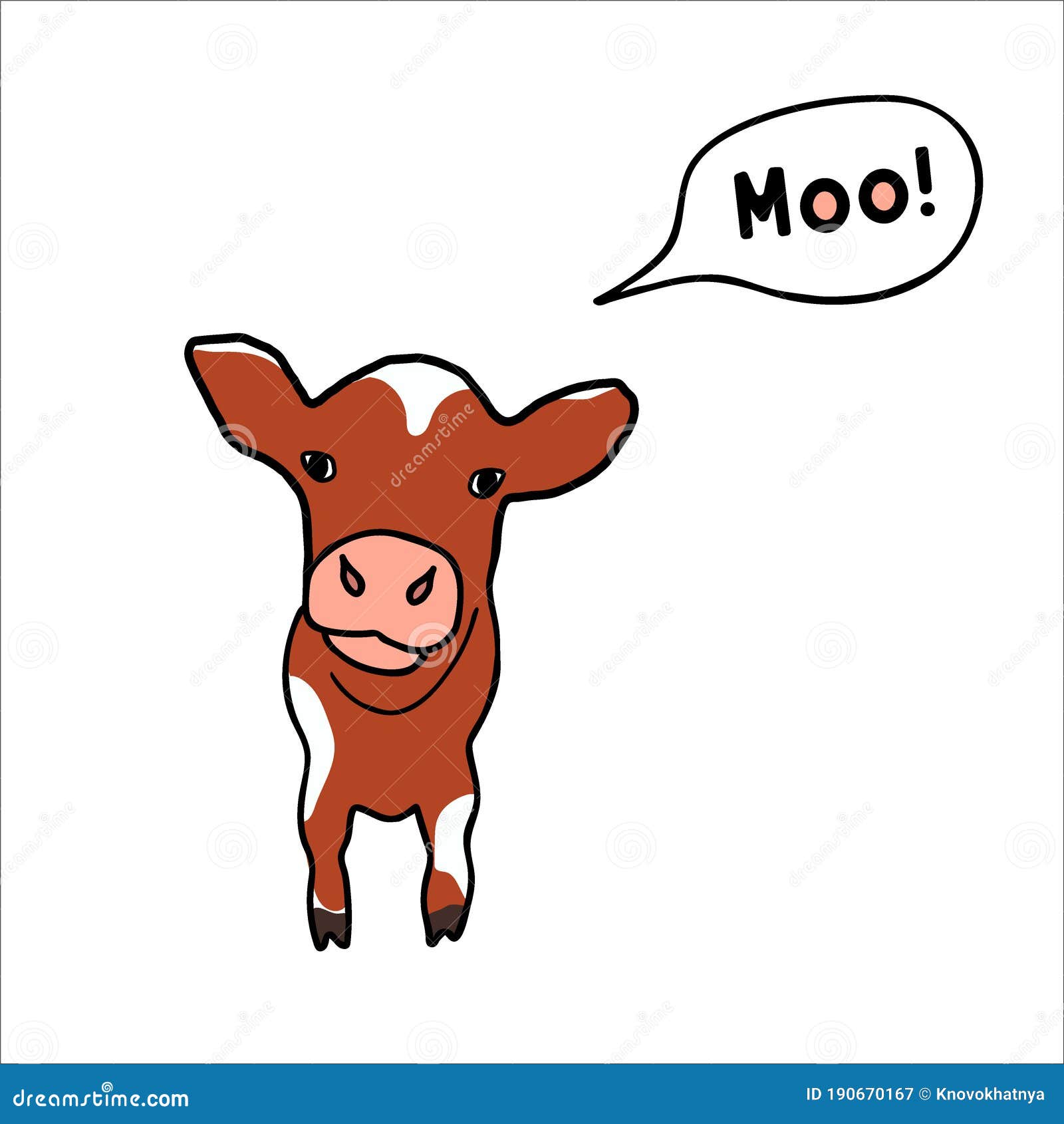 Cow Mooing Flat Color Vector Illustration Stock Illustration