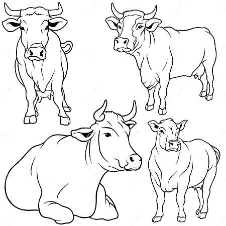 Cow Set stock vector. Illustration of clipart, drawing - 10252283