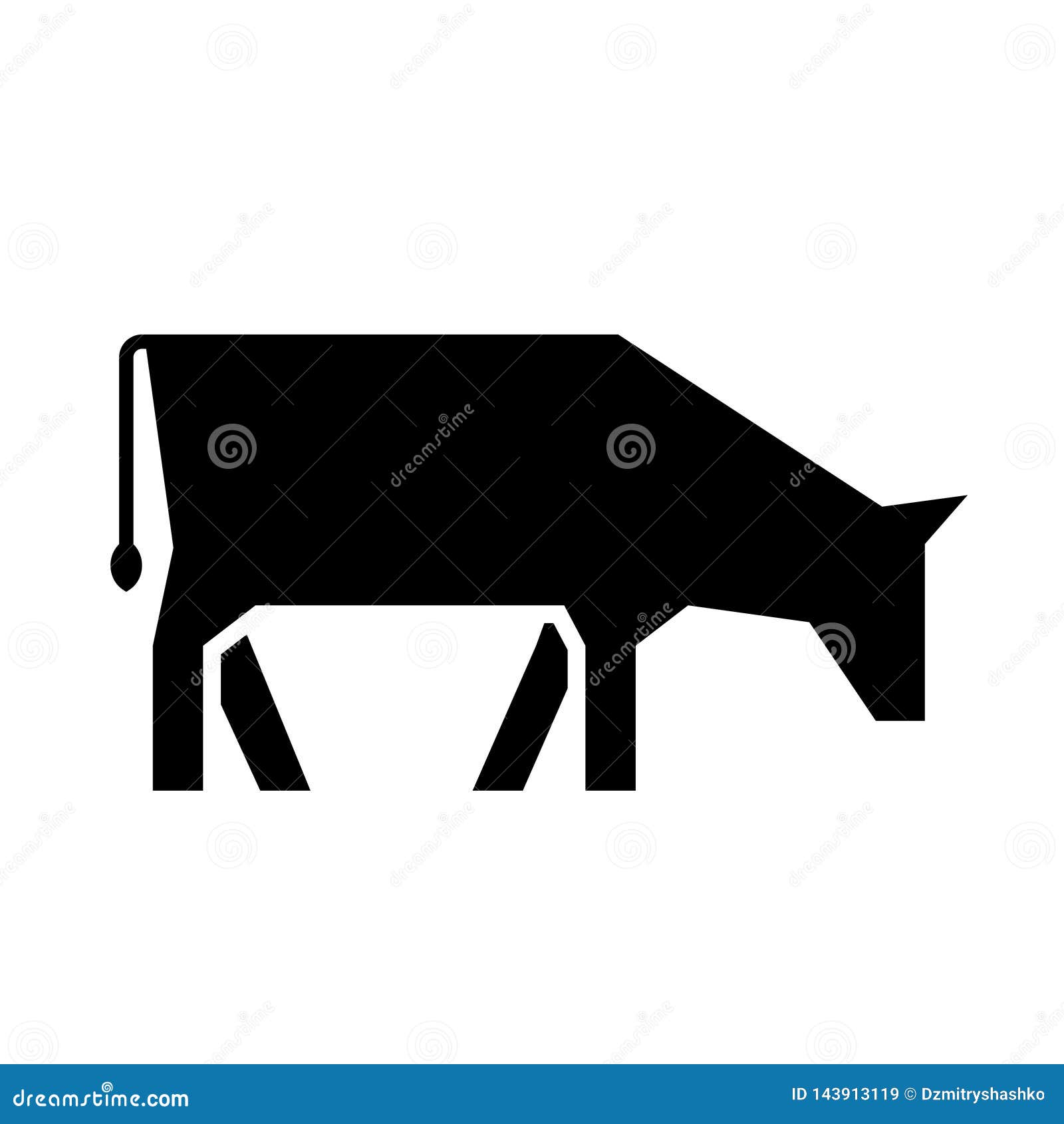 Cow simple glyph icon stock vector. Illustration of cattle - 143913119