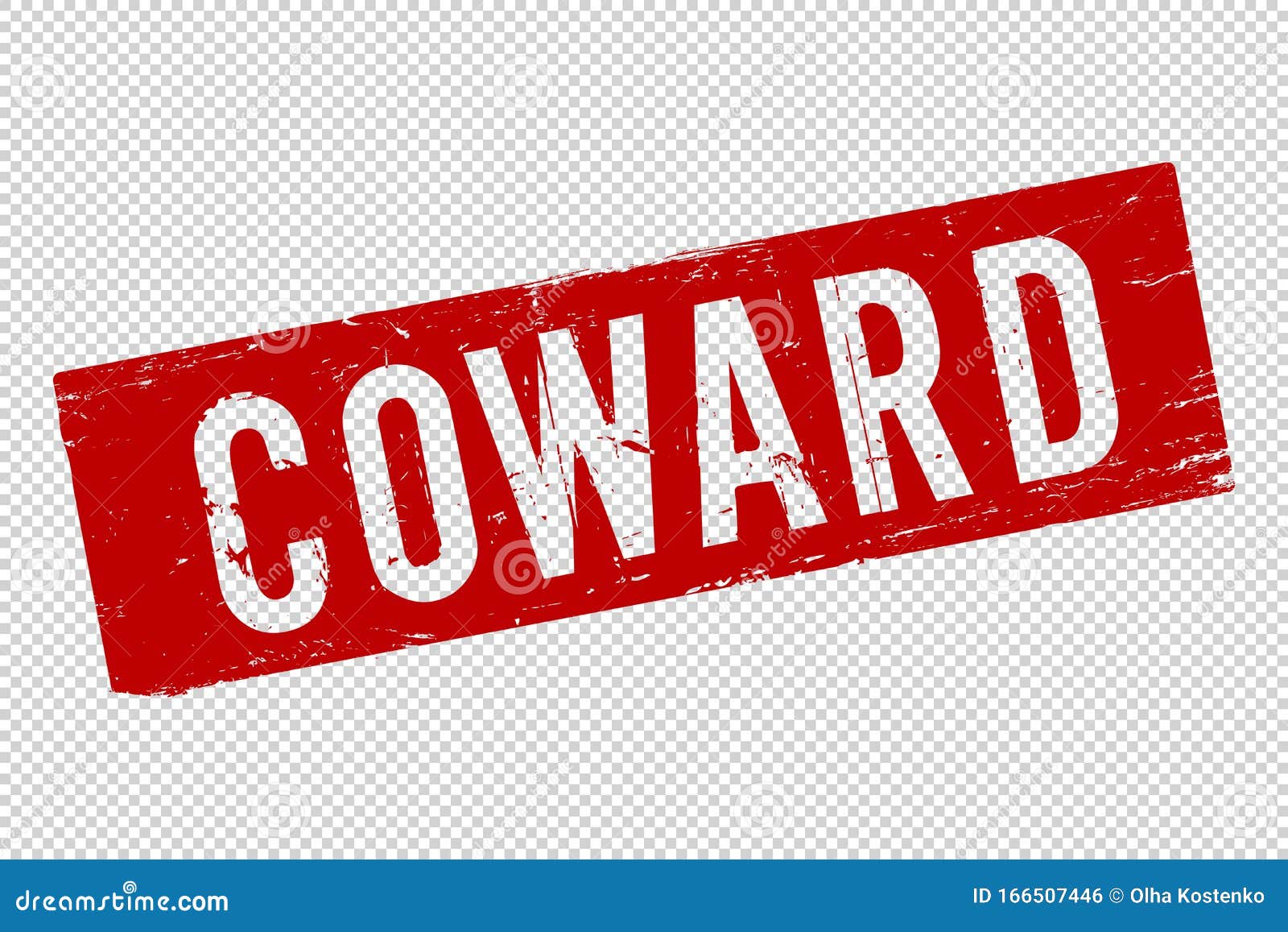 coward red square rubber stamp