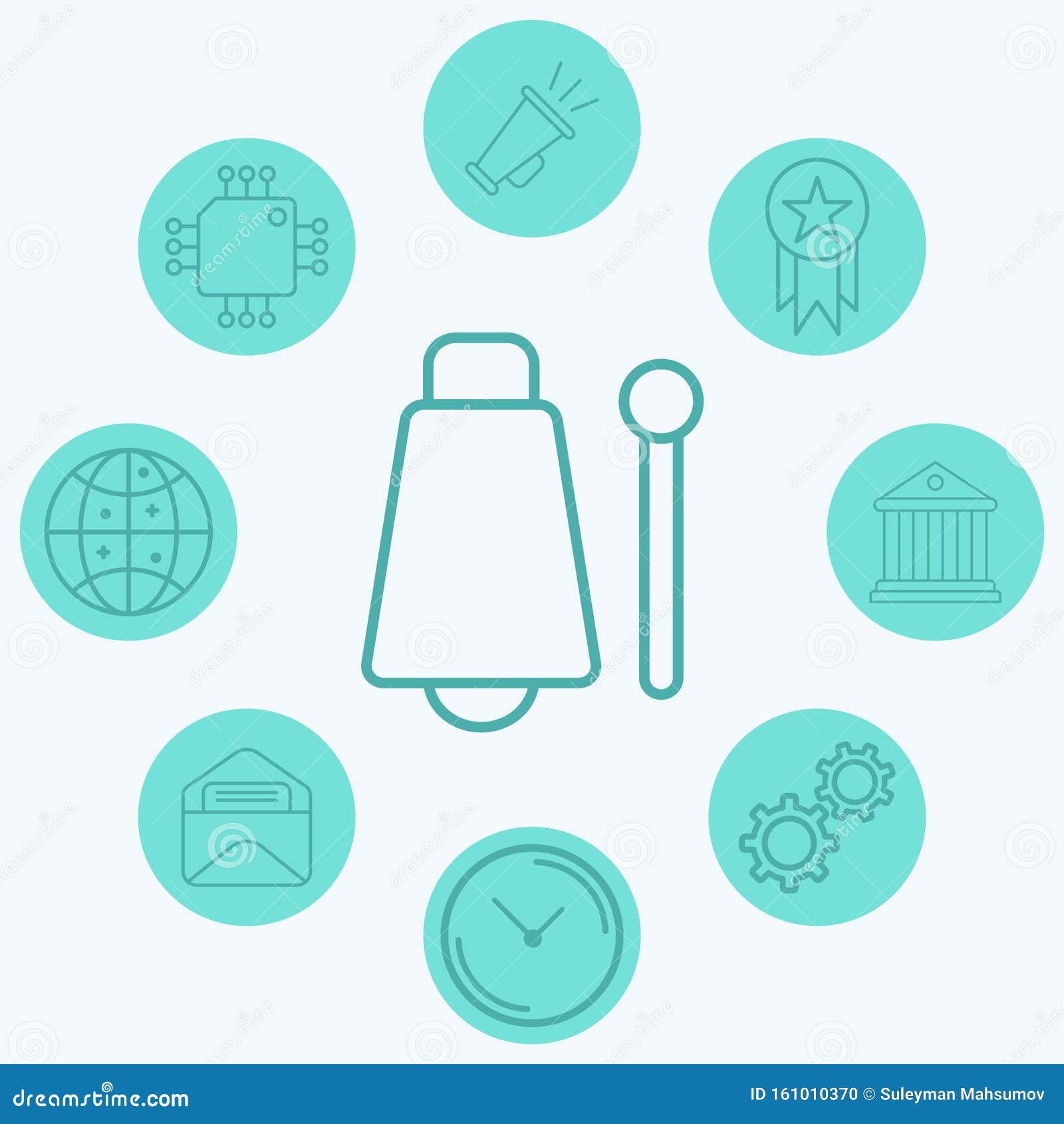 Cowbell Vector Icon Sign Symbol Stock Illustration - Illustration of