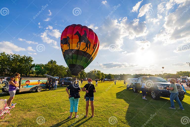 Cowboy Art of a Hot Air Balloon Editorial Stock Photo Image of