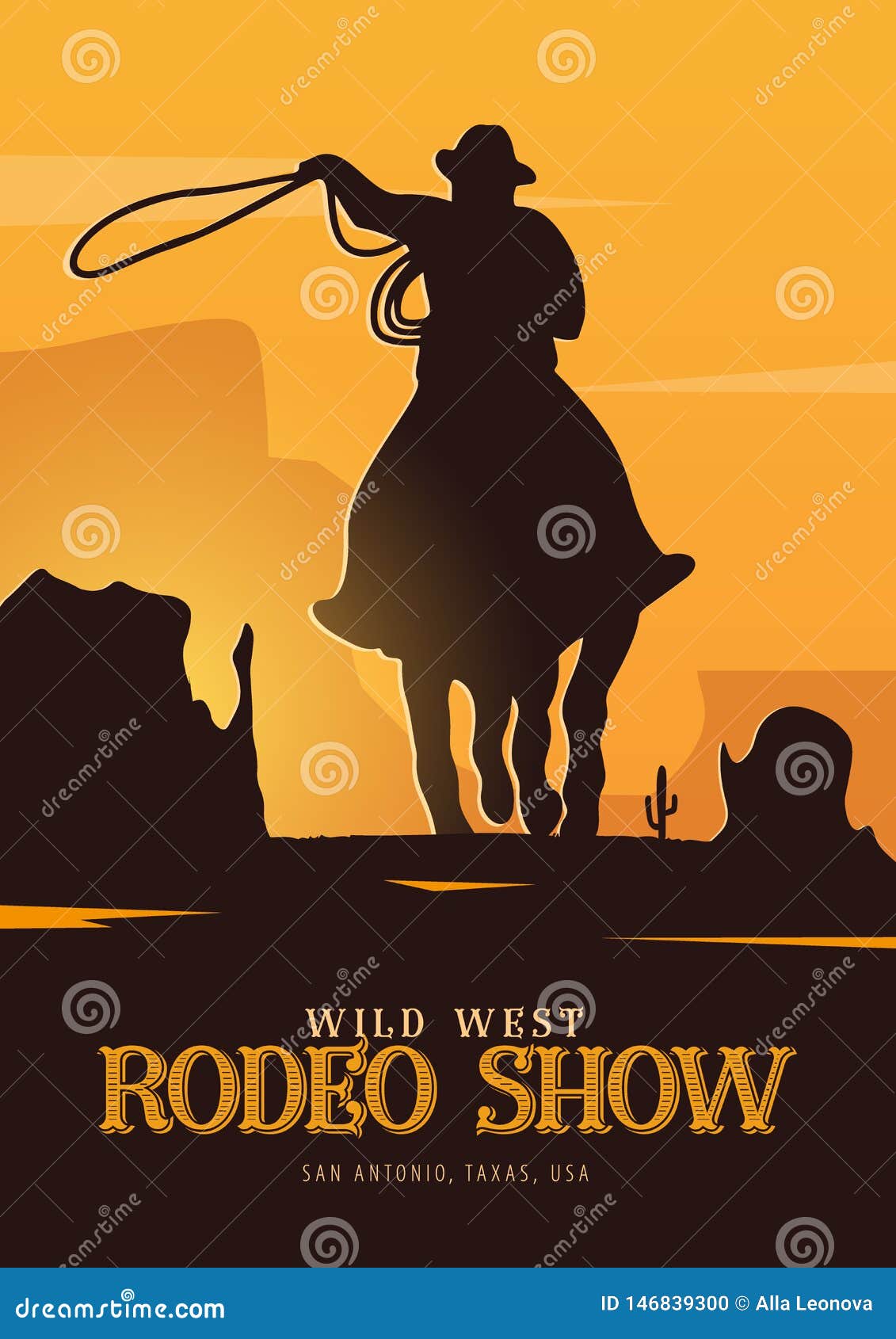 Cowboy Banner. Wild West and Rodeo with Horse. Texas. Vector ...