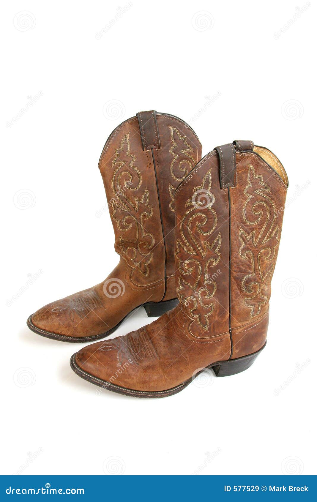 Cowboy Boots Isolated on White Stock Image - Image of leather ...