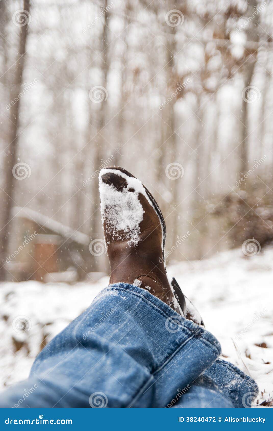 snow in boots