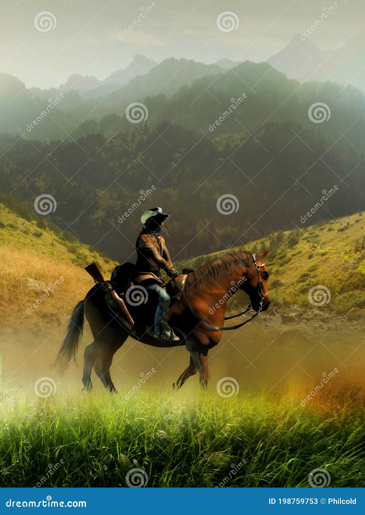 cowboy crossing the high lands