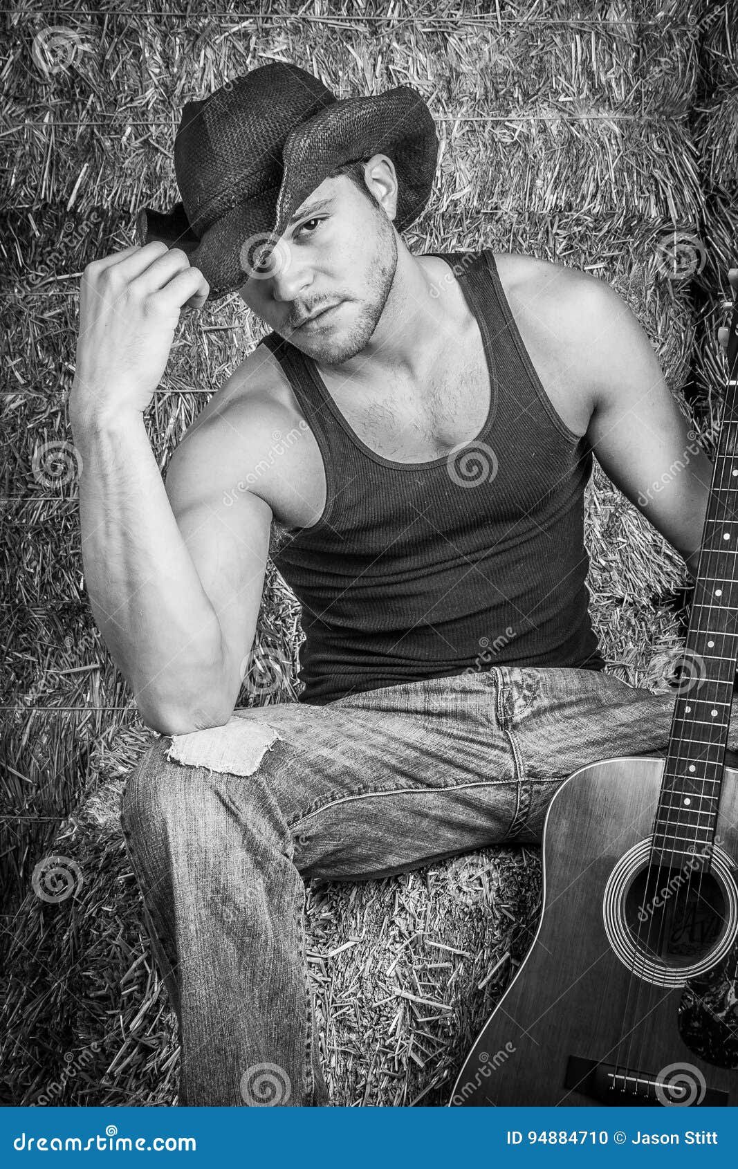 Cowboy with Guitar stock photo. Image of portrait, people 94884710