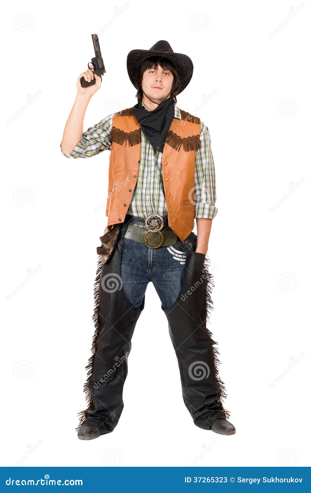 Cowboy with a gun in hand stock image. Image of isolated 37265323