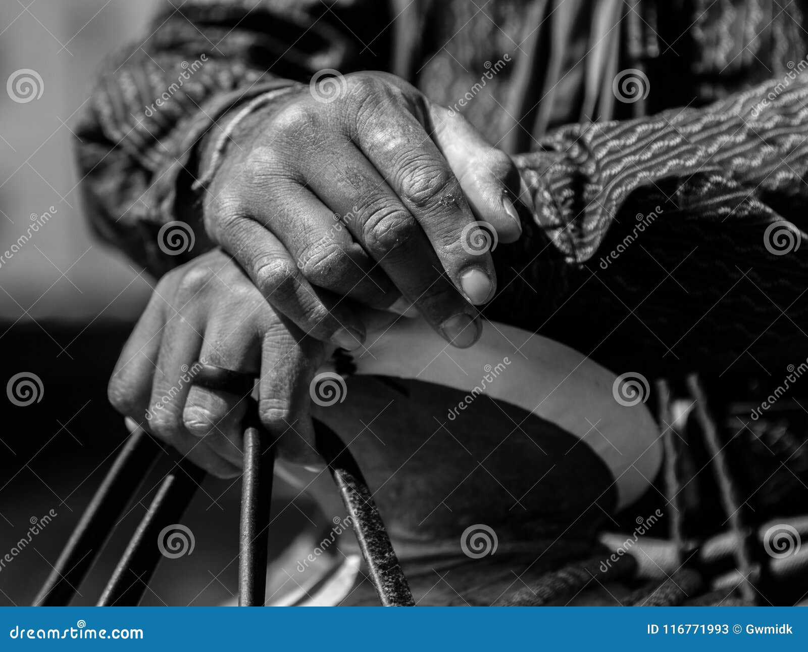 cowboy hands rough in black and white