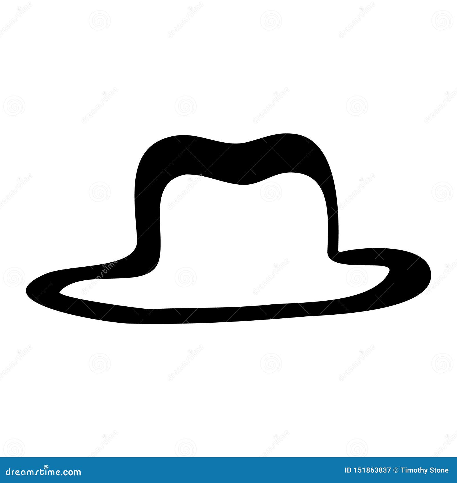Cowboy Hat Line Art Vector Icon in Black and White Stock Vector ...