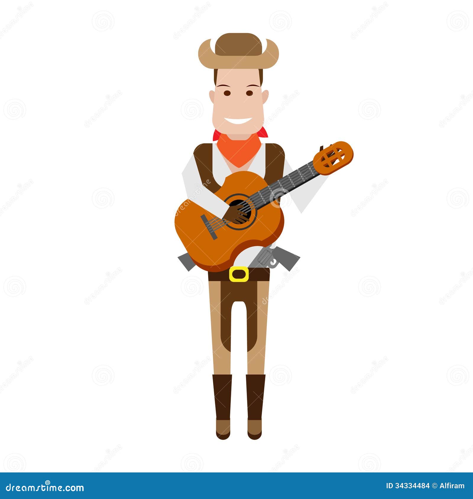 Cowboy holds a guitar stock vector. Illustration of cowboy - 34334484