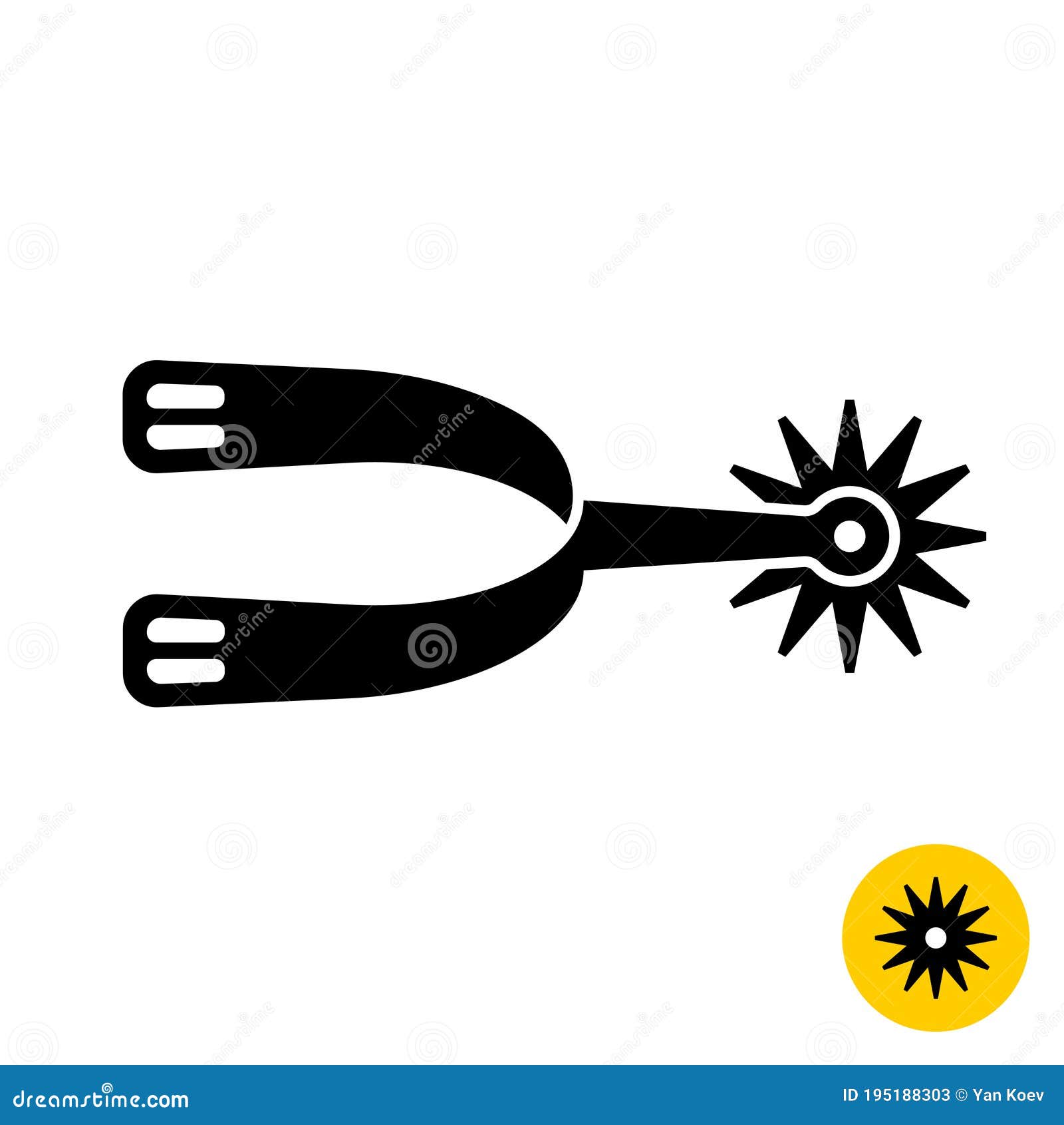 Cowboy Horse Riding Spur for Boot Icon with Sharp Disk. Stock Vector