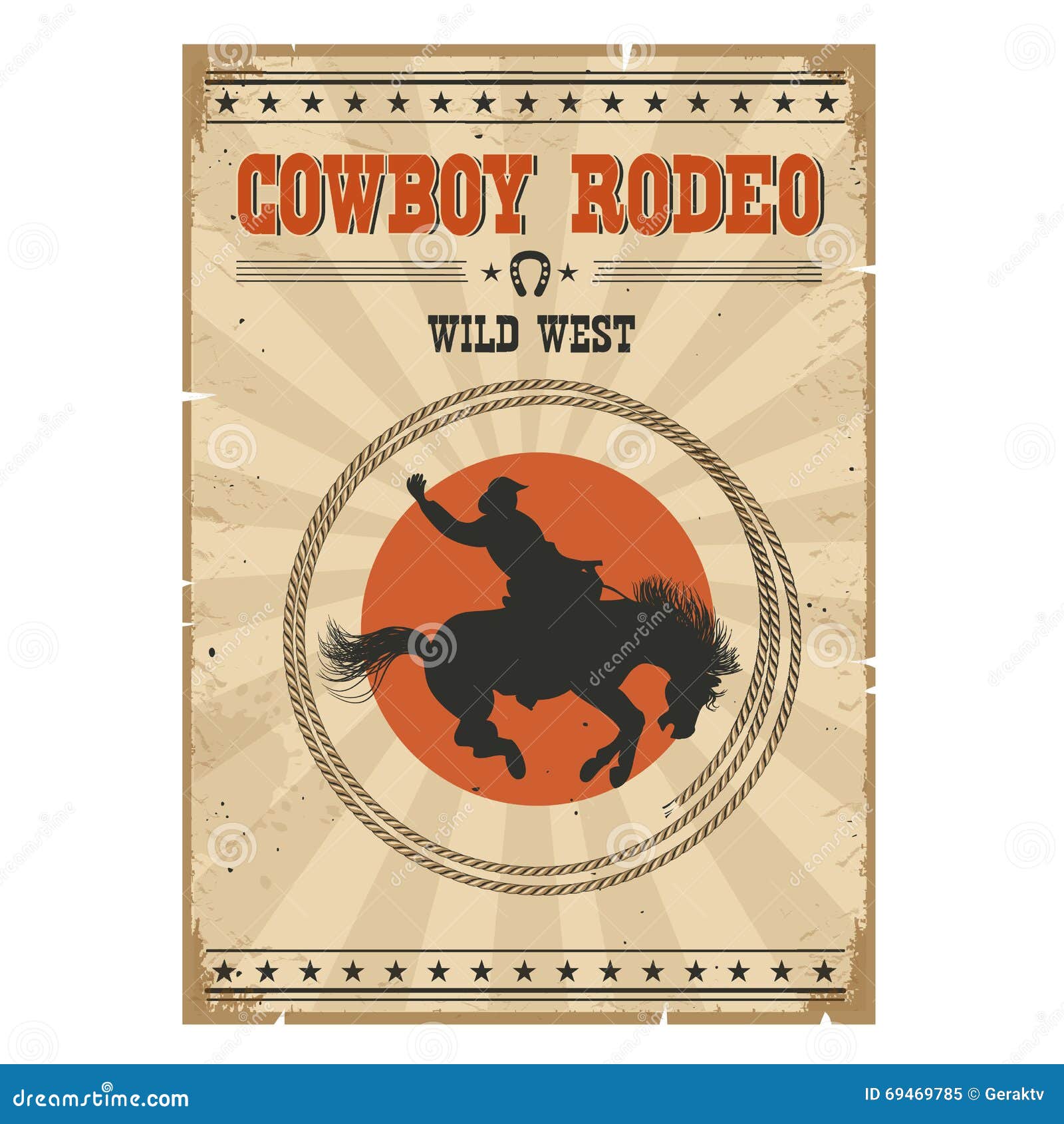 cowboy horse rodeo poster.western vintage  with text