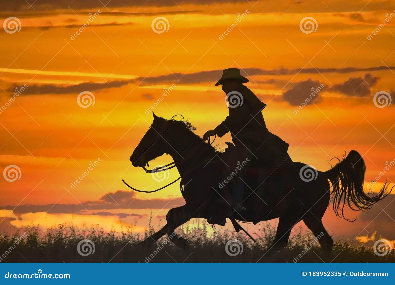 cowboy on horseback silhouette