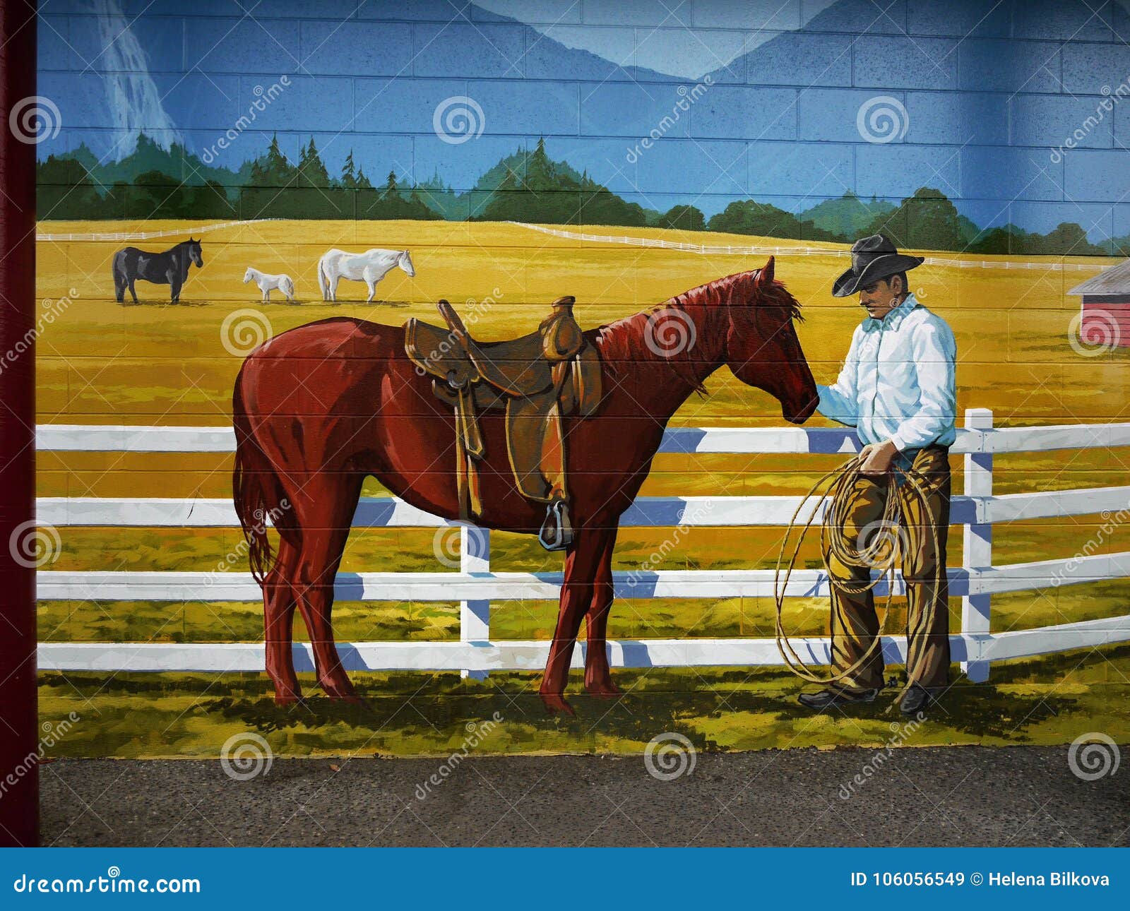 cowboy horses ranch, wall mural