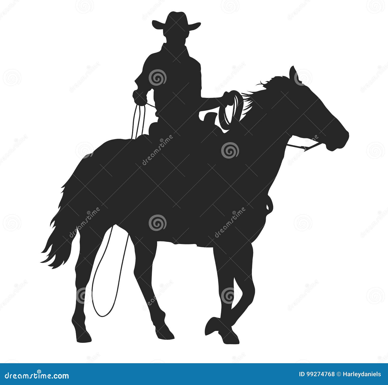 cowboy on horse silhouette lasso