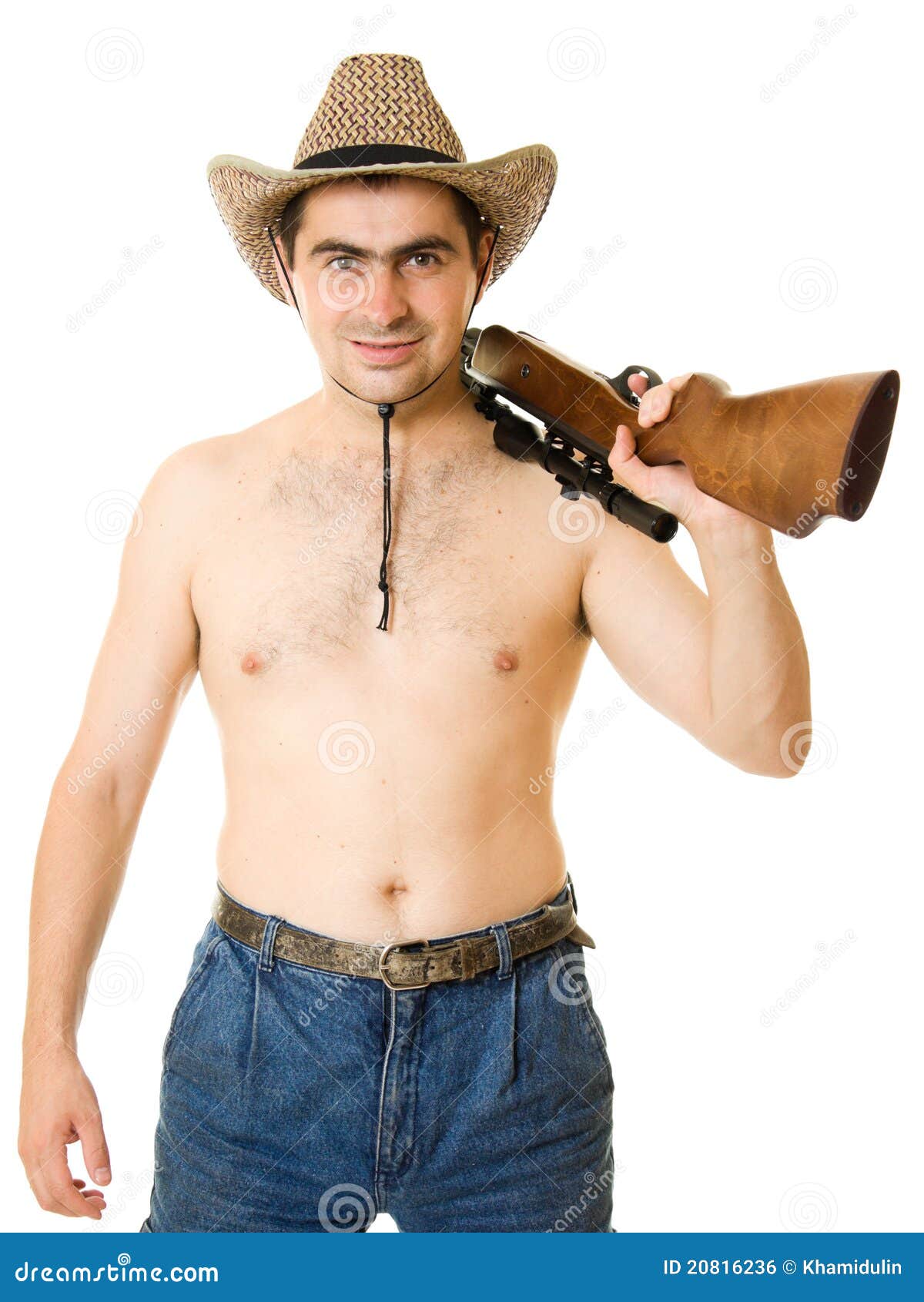 Cowboy Man with a Gun in His Hand. Stock Photo Image of western