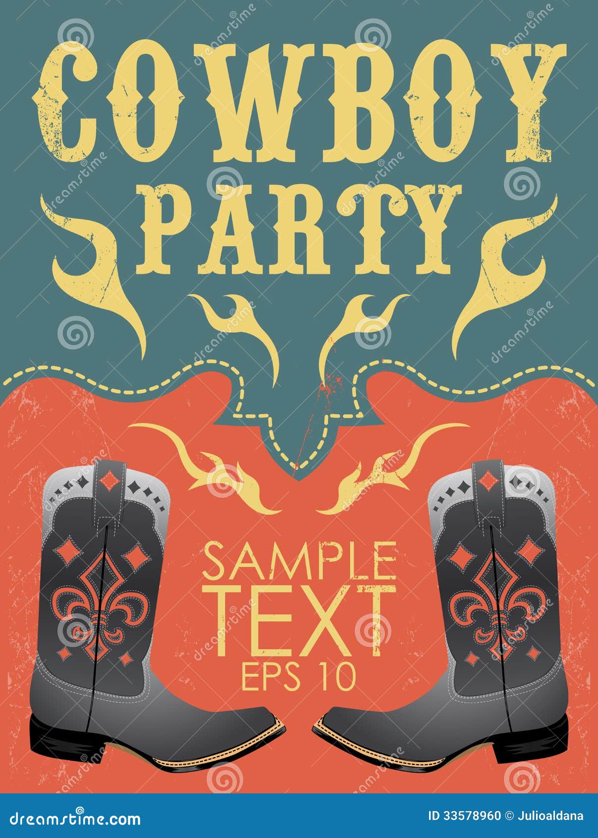 Download Cowboy Party Poster Vector - Invitation - Eps 10 Stock ...