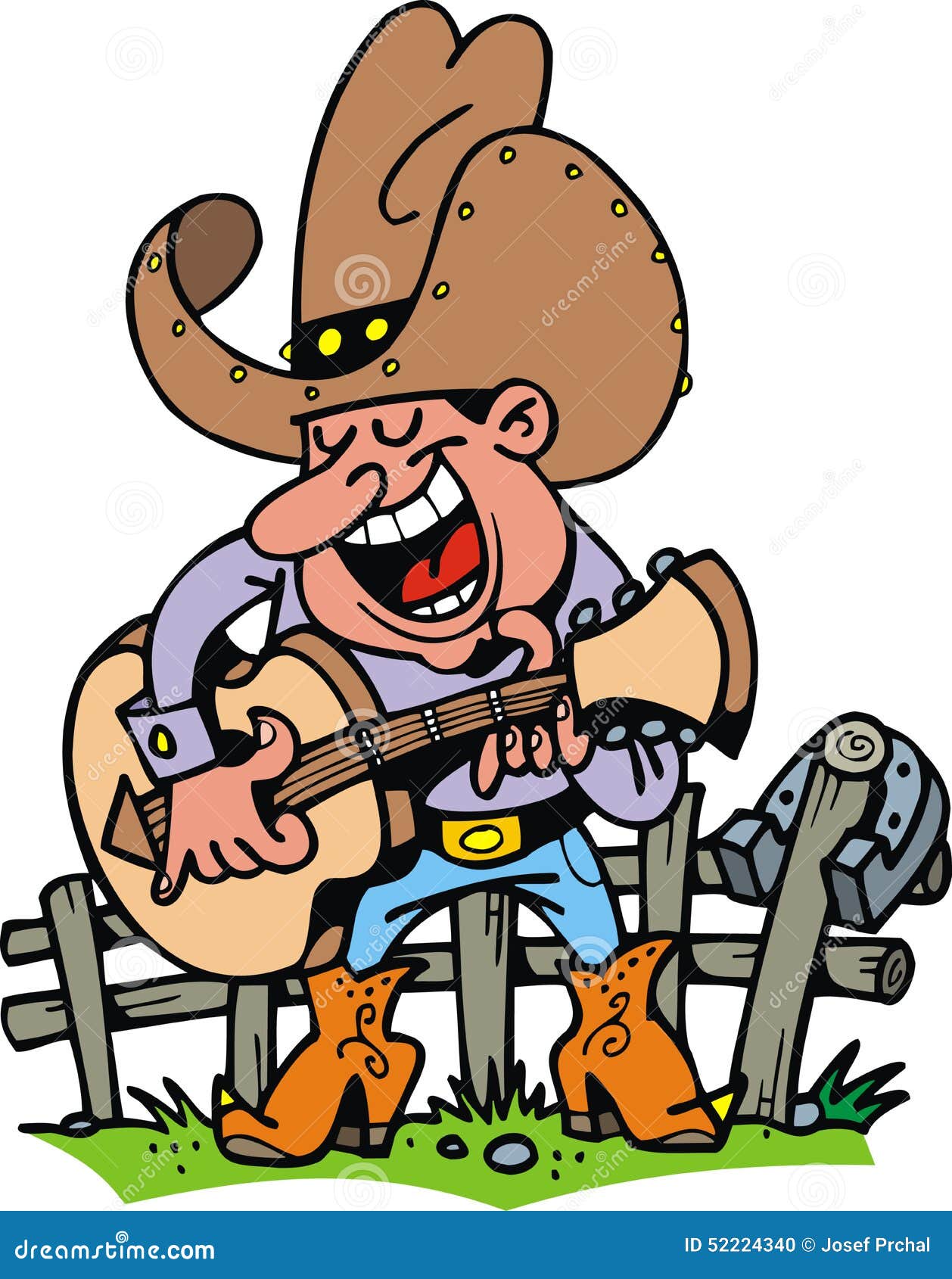 Cowboy playing music stock vector. Illustration of musical 52224340