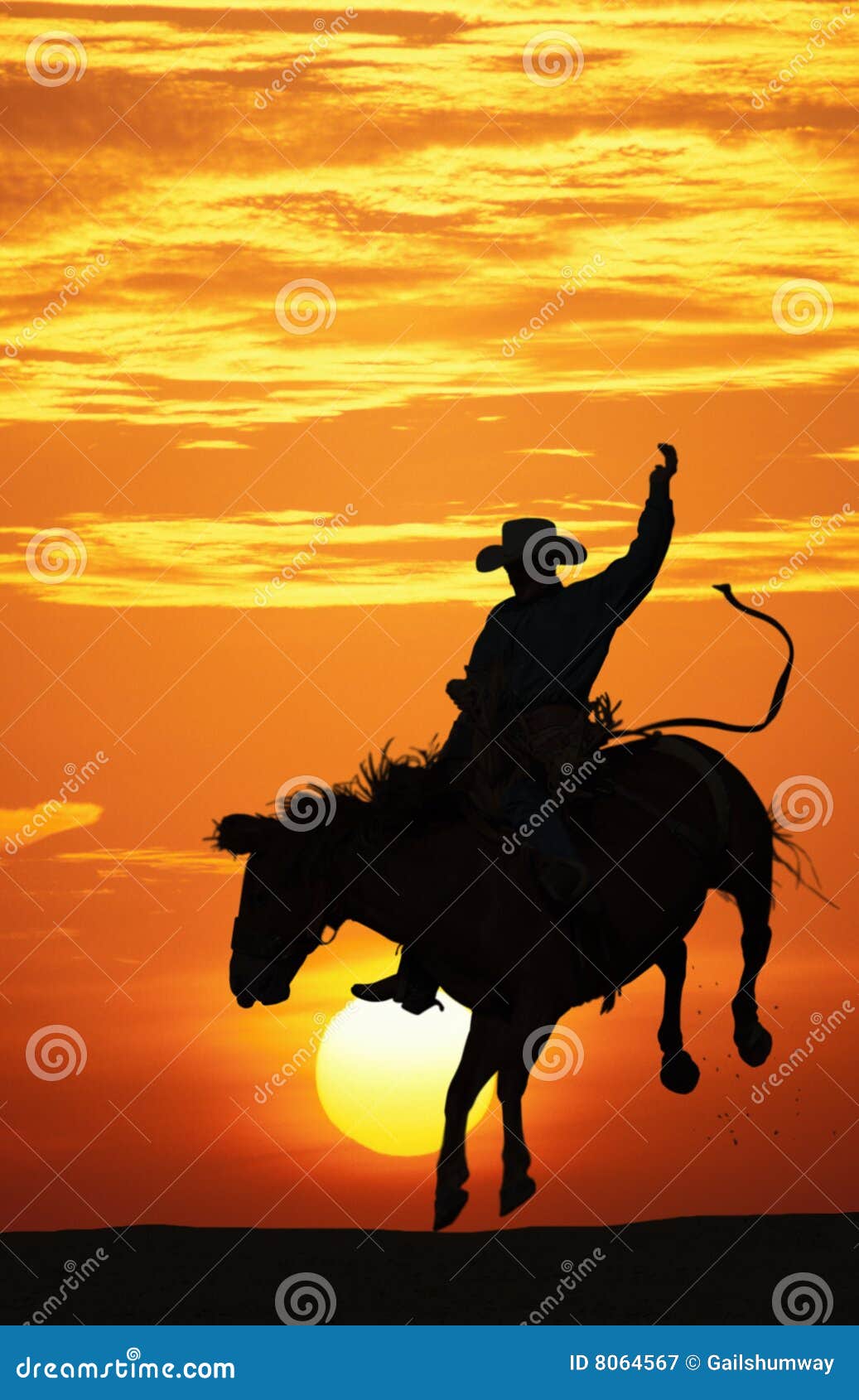 cowboy riding a bucking horse.